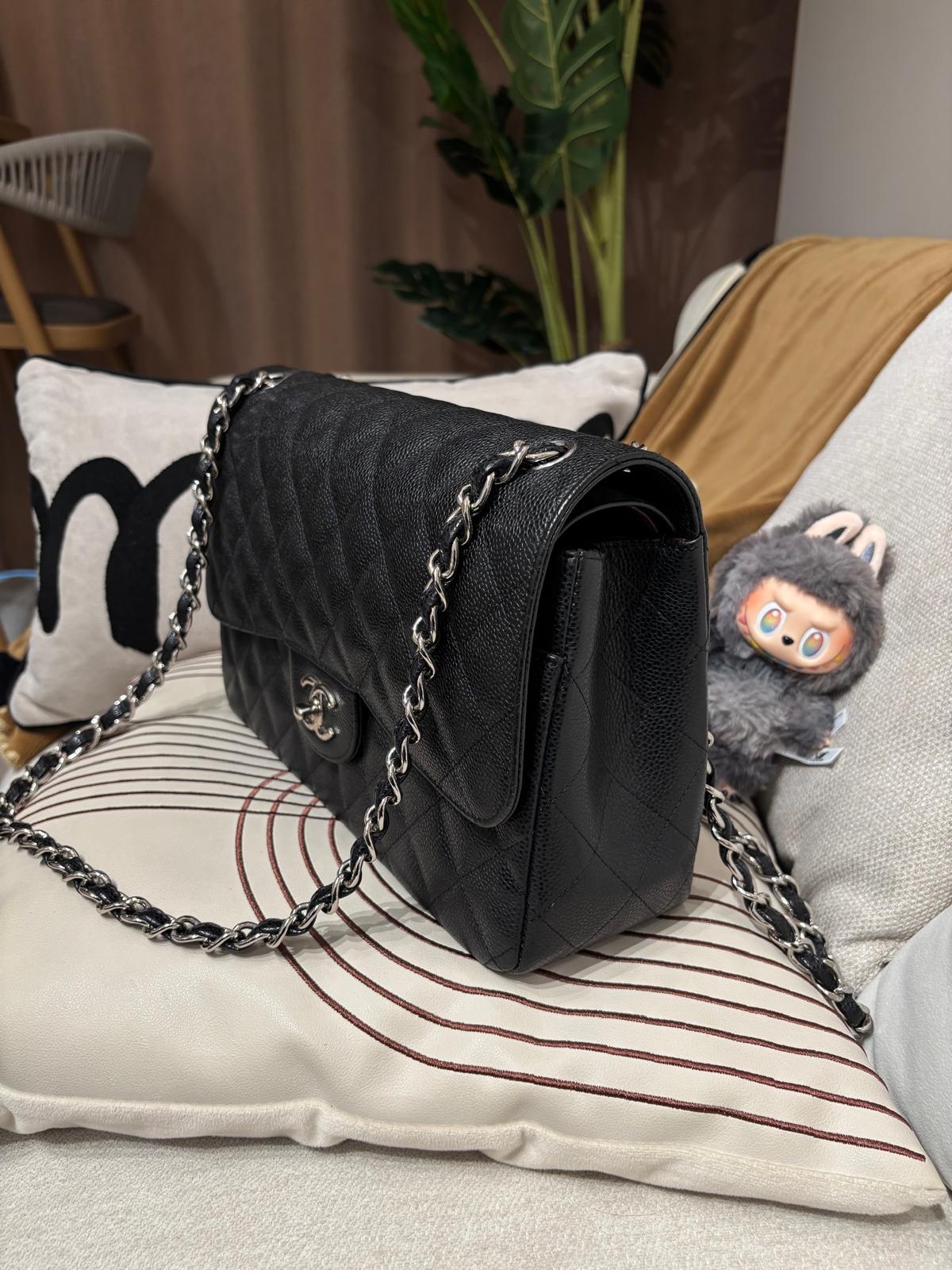 Chanel Classic 30cm Jumbo A58600 黑色荔枝牛皮銀扣 100%Authentic, 98%New ✅19Card✅Dust bag✅Box