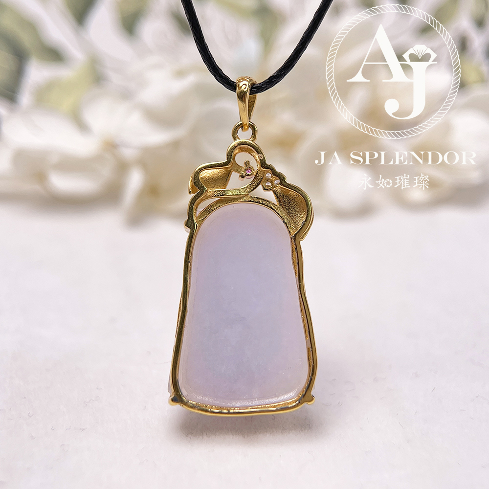 JNS-52 天然翡翠A 冰潤紫羅蘭平安無事牌