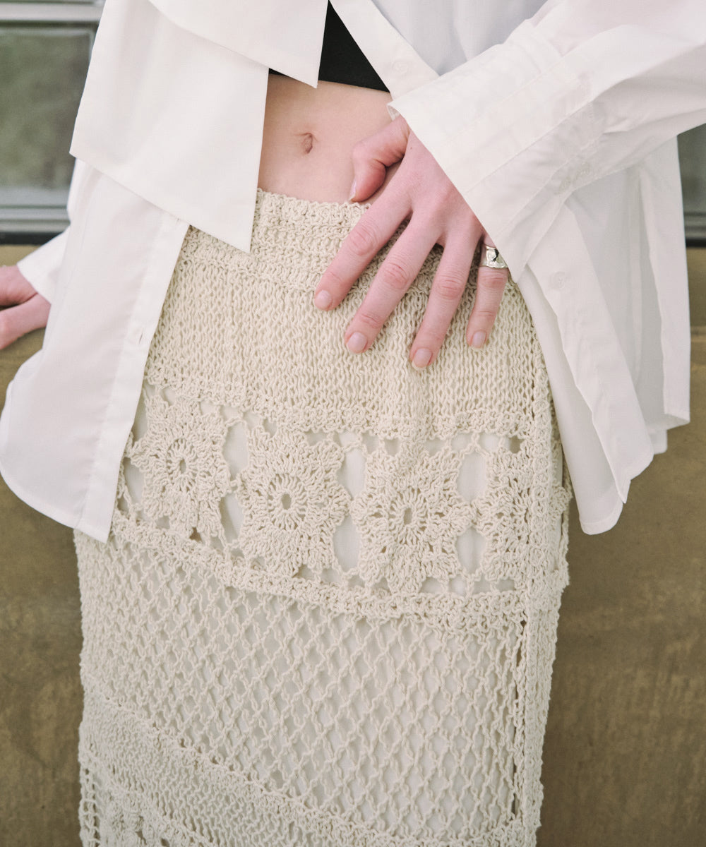 <JP> Premium 鉤針編織花花半裙* 3色入 <預購>