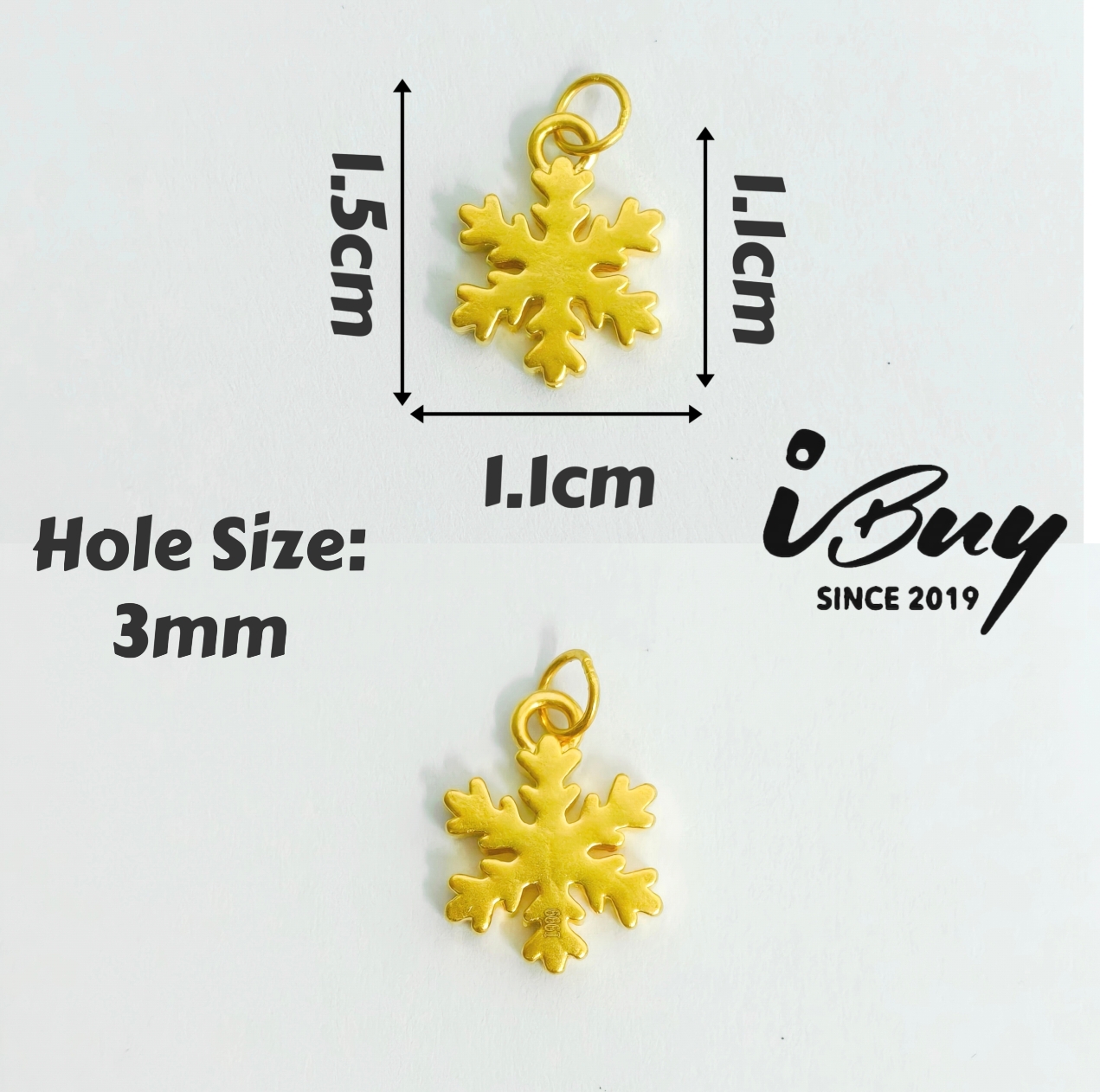 999 GOLD SNOWFLAKE PENDANT 999 金 雪花吊坠