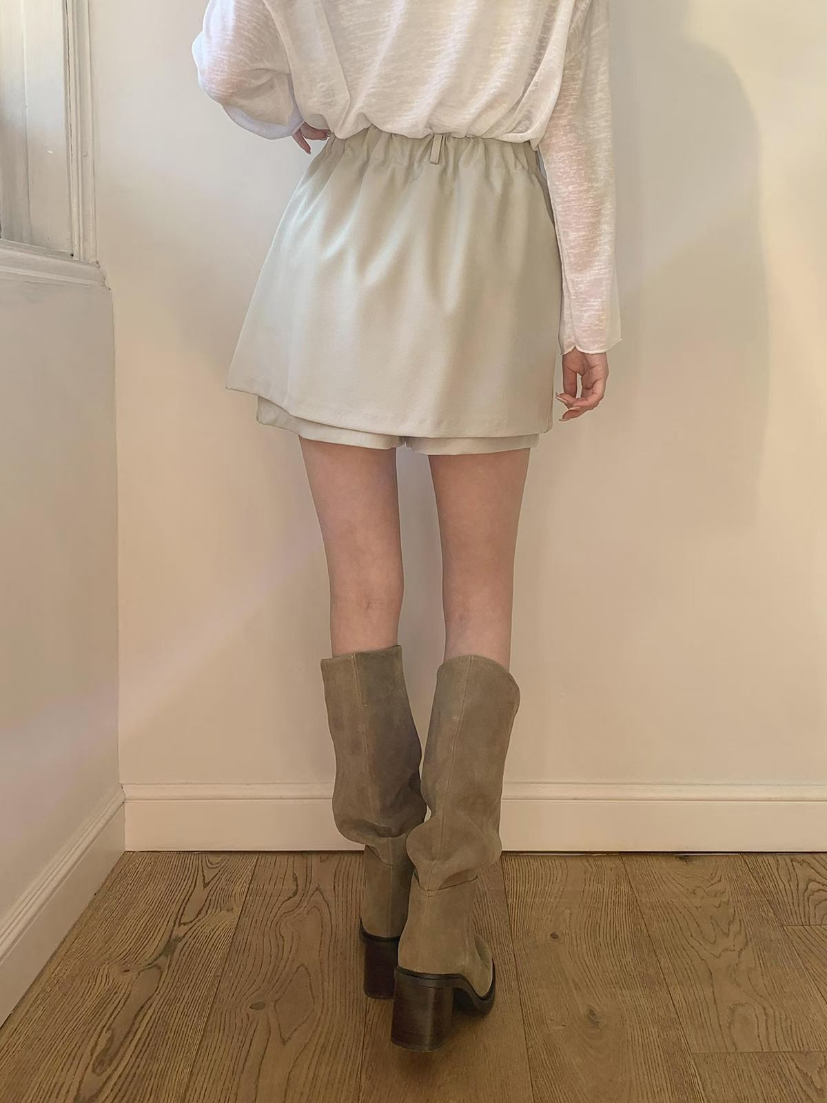 【休閒/上班】高腰A字假兩件裙褲