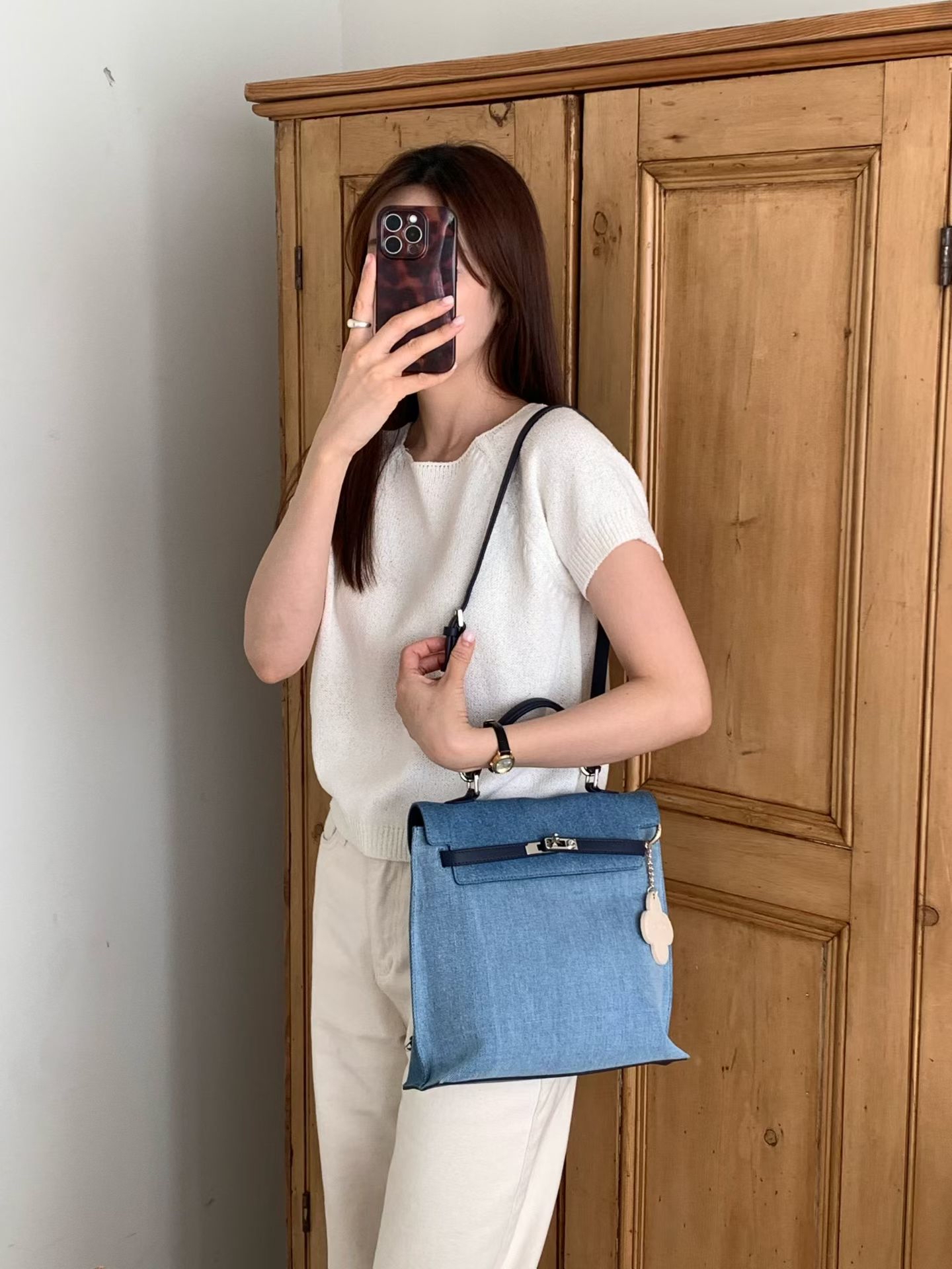 Denim blue 4 ways backpack 