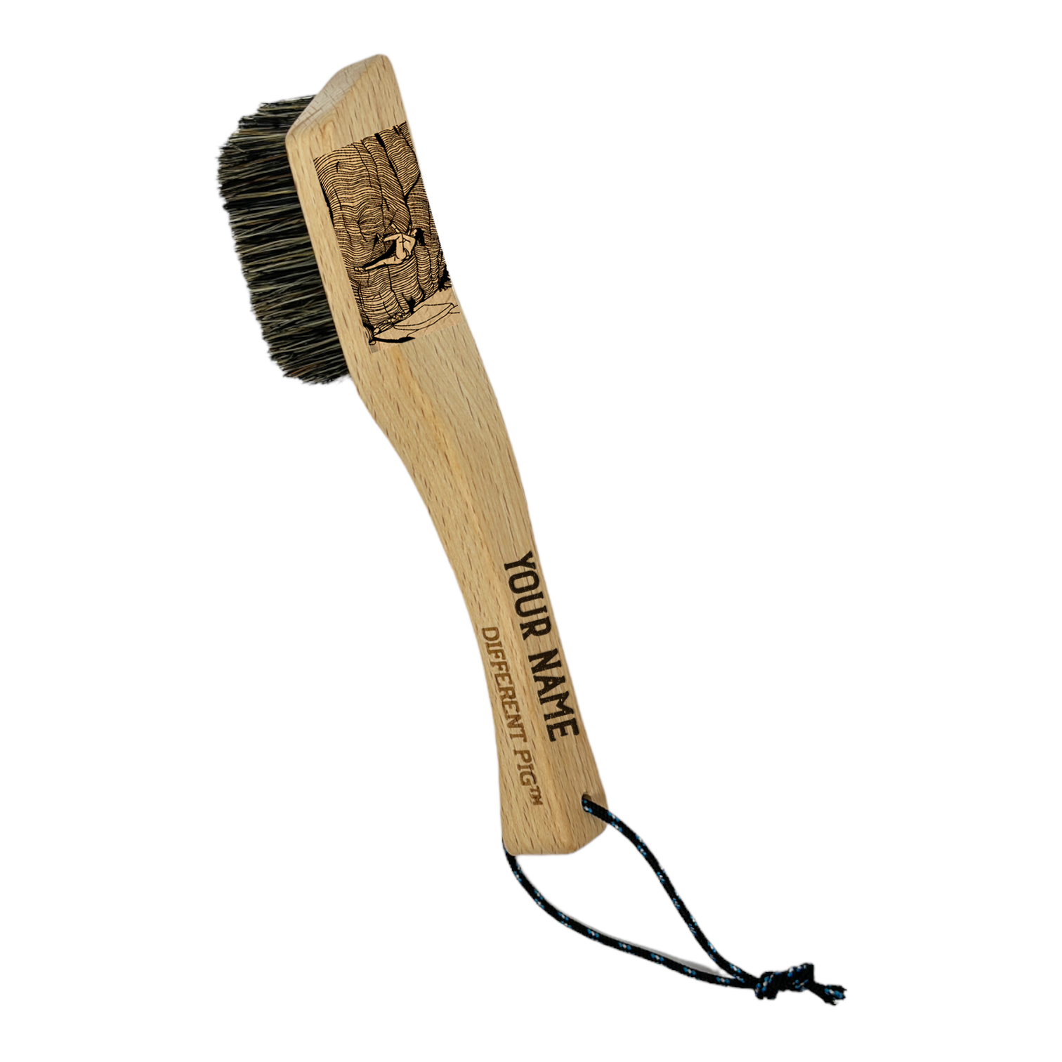 【來圖訂製】𝗗𝗜𝗙𝗙𝗘𝗥𝗘𝗡𝗧 𝗣𝗜𝗚™ OG brush with paracord fully customised by you 刻圖大豬攀岩掃