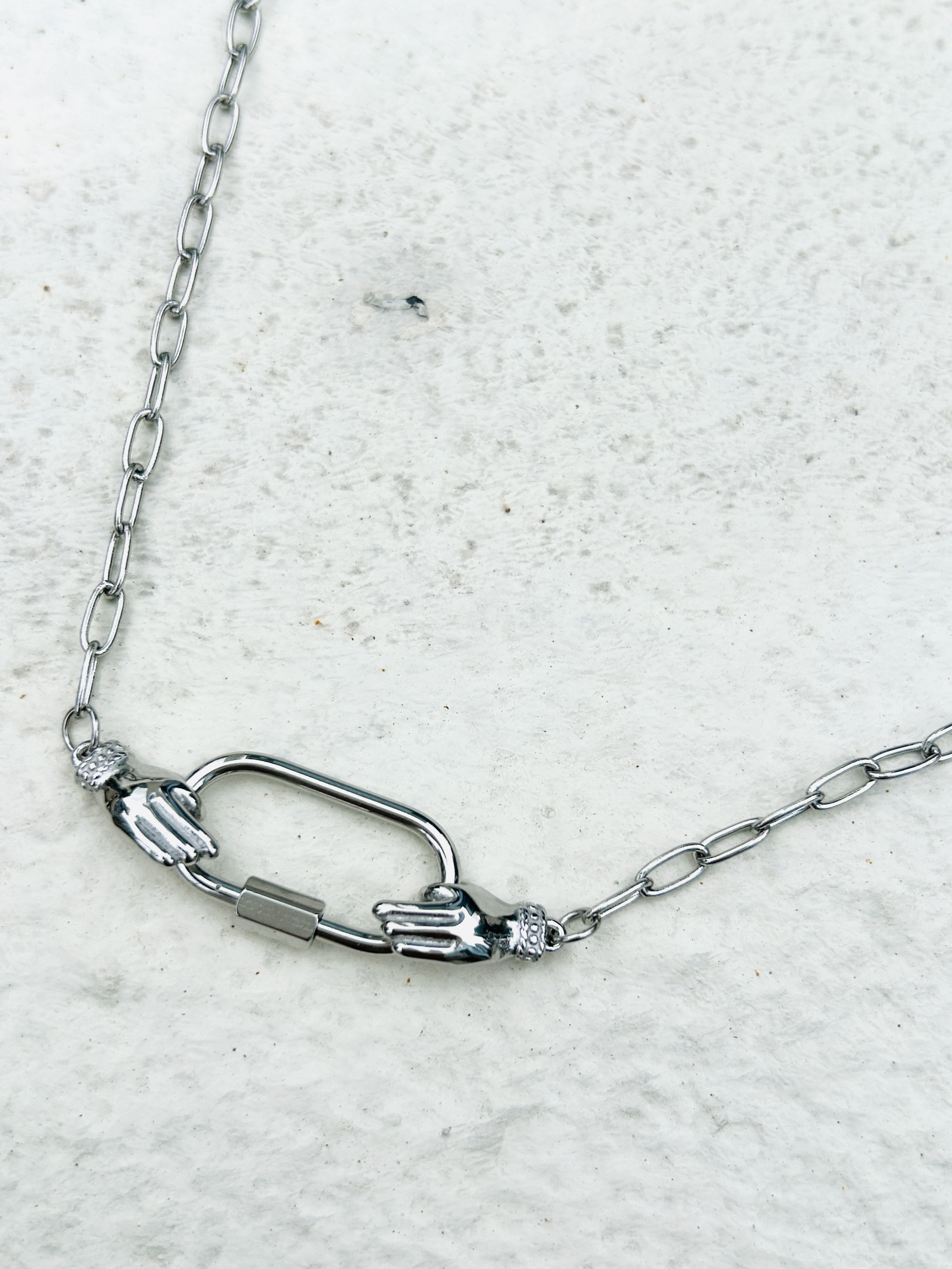 Silver hand stainless necklace