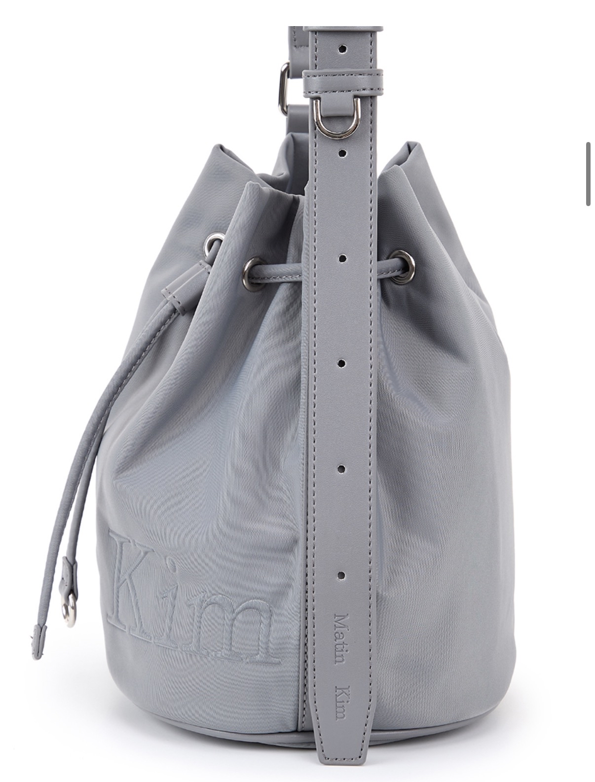 MATIN KIM 特價場 EMBOSSED LOGO MINI BUCKET BAG IN GREY