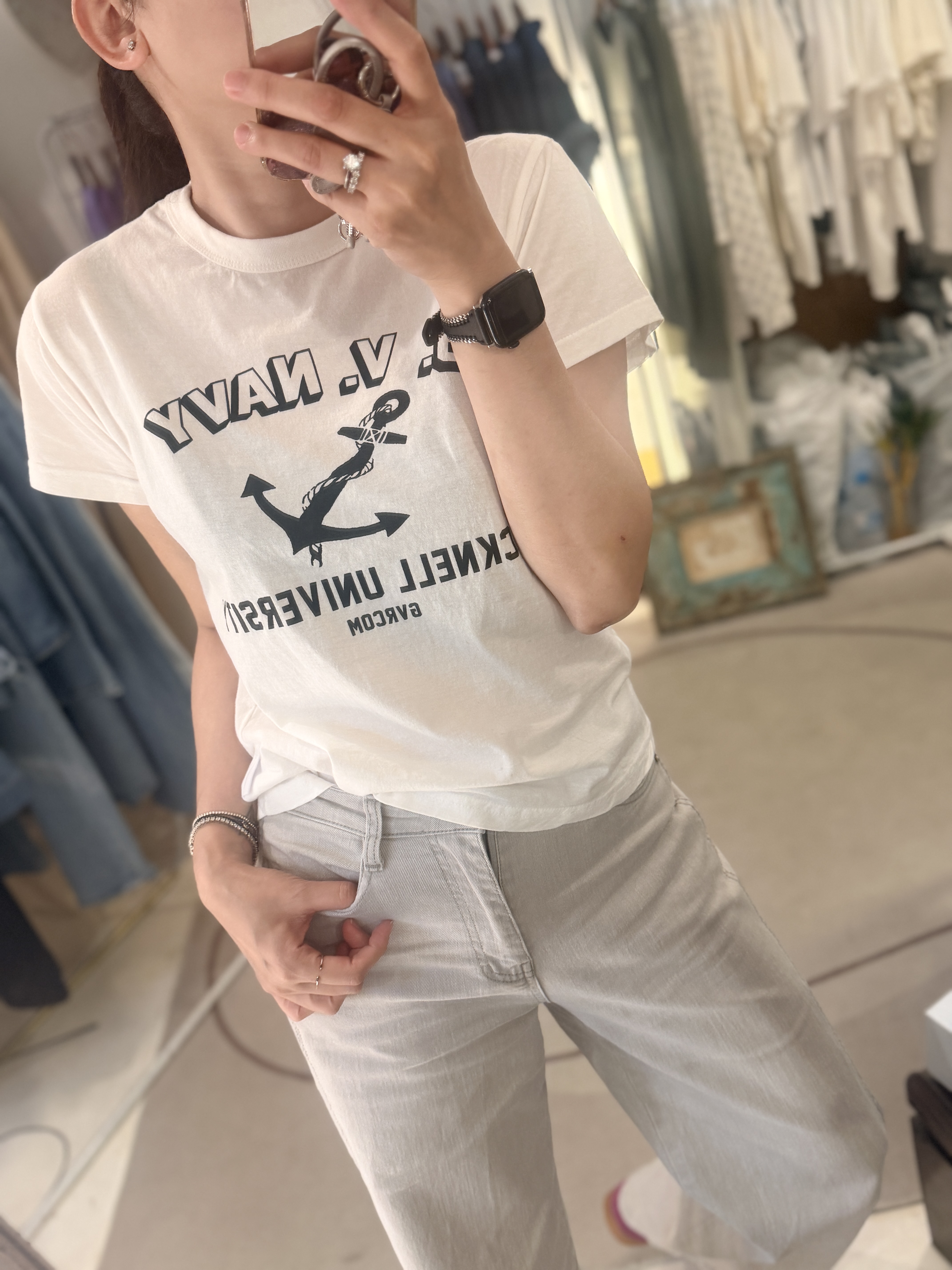 Navy printed tee