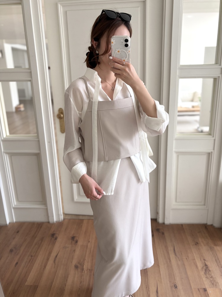 Tie Detail Sheer Blouse (Ivory)