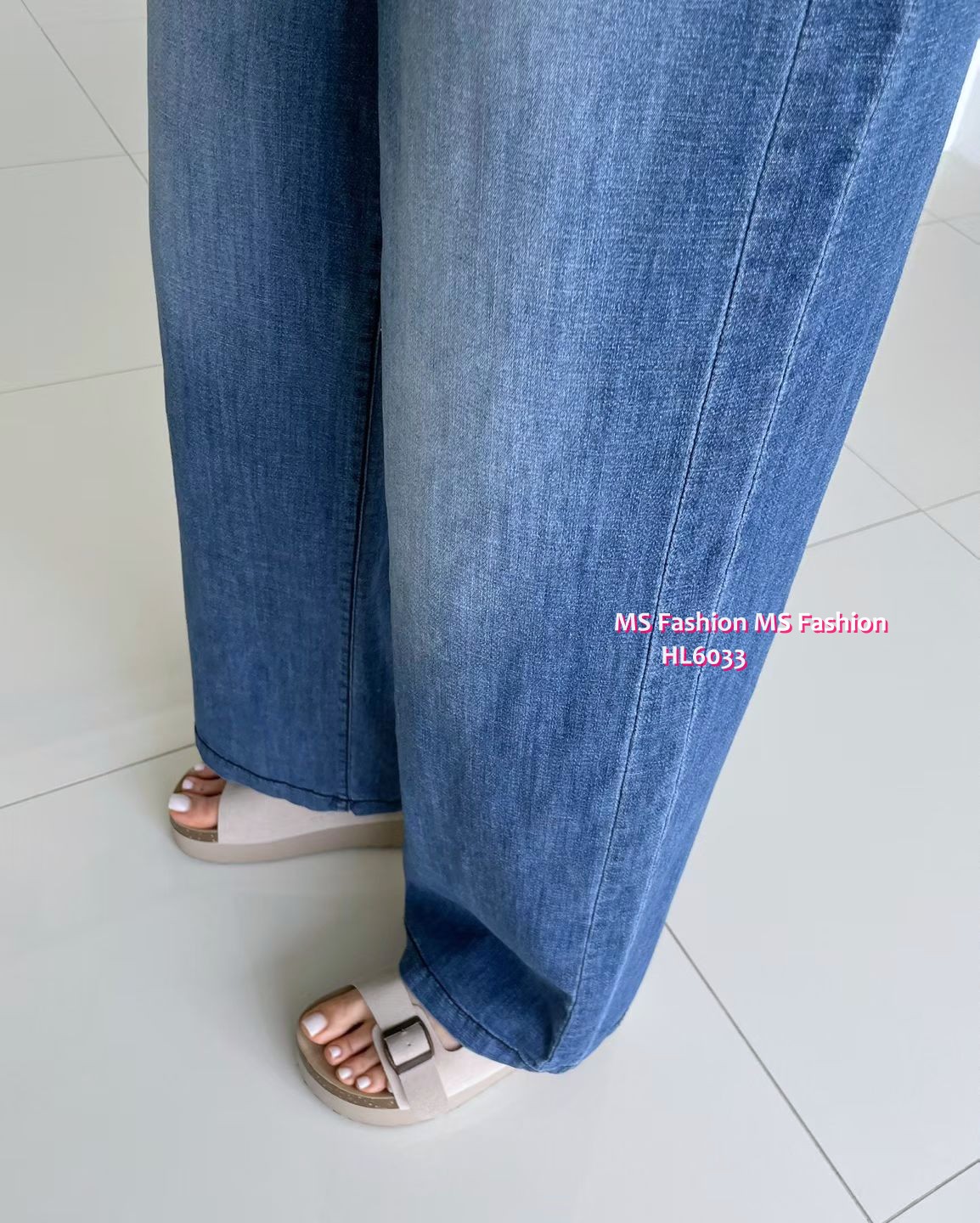 HL6033 韓國🌼Howluk拼色橡筋腰闊筒牛