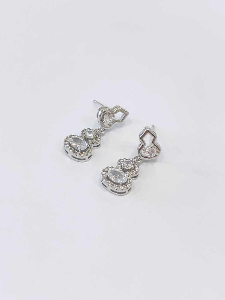 微镶锆石葫芦耳坠耳环