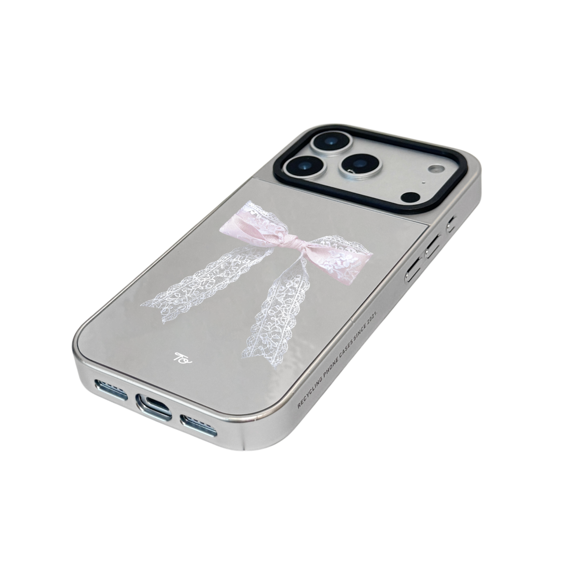 【Ballerina Lace Ribbon】銀框鏡面MagSafe iPhone Case