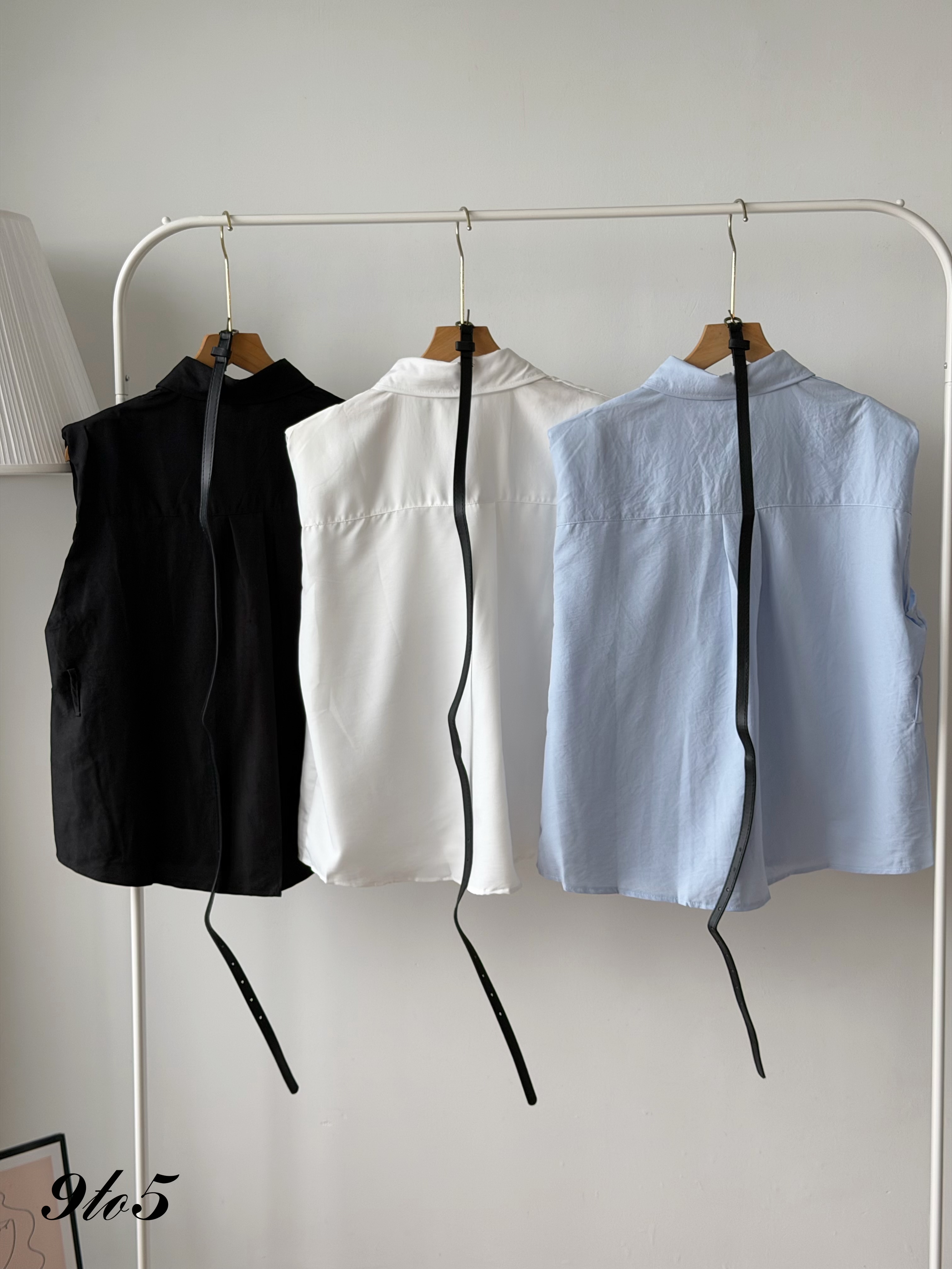 T4467 Sleeveless Tie-waist Shirt - 3 Colors 