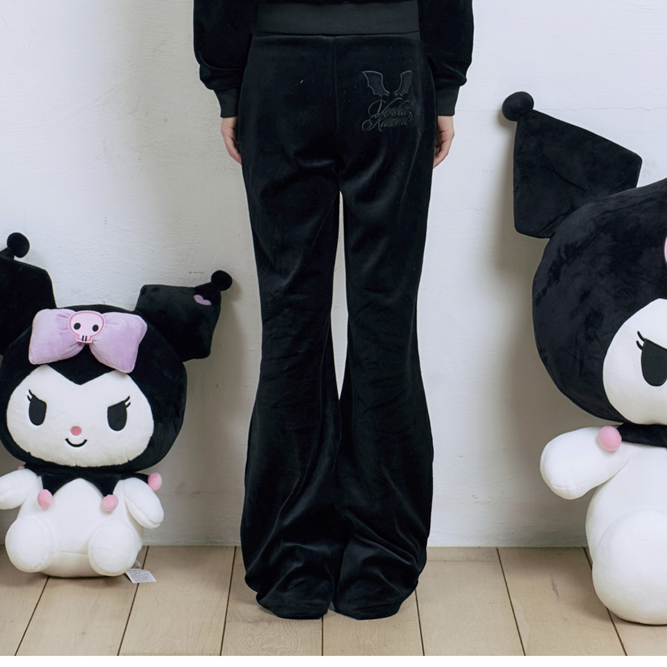Venhit x Kuromi Velour Bootcut Pants Black