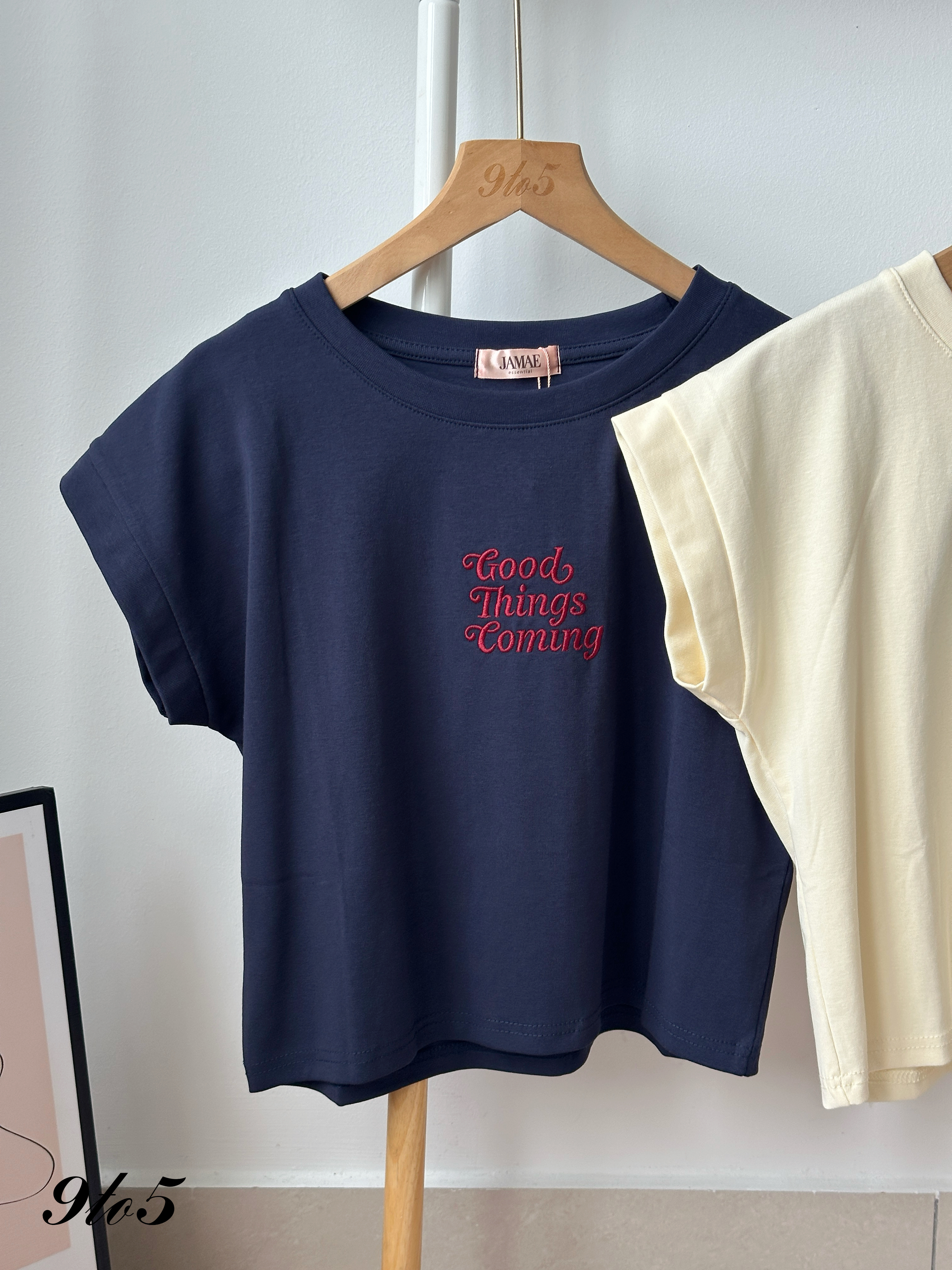 T4344 Embroidery Wording Crop Tee - 3 Colors 