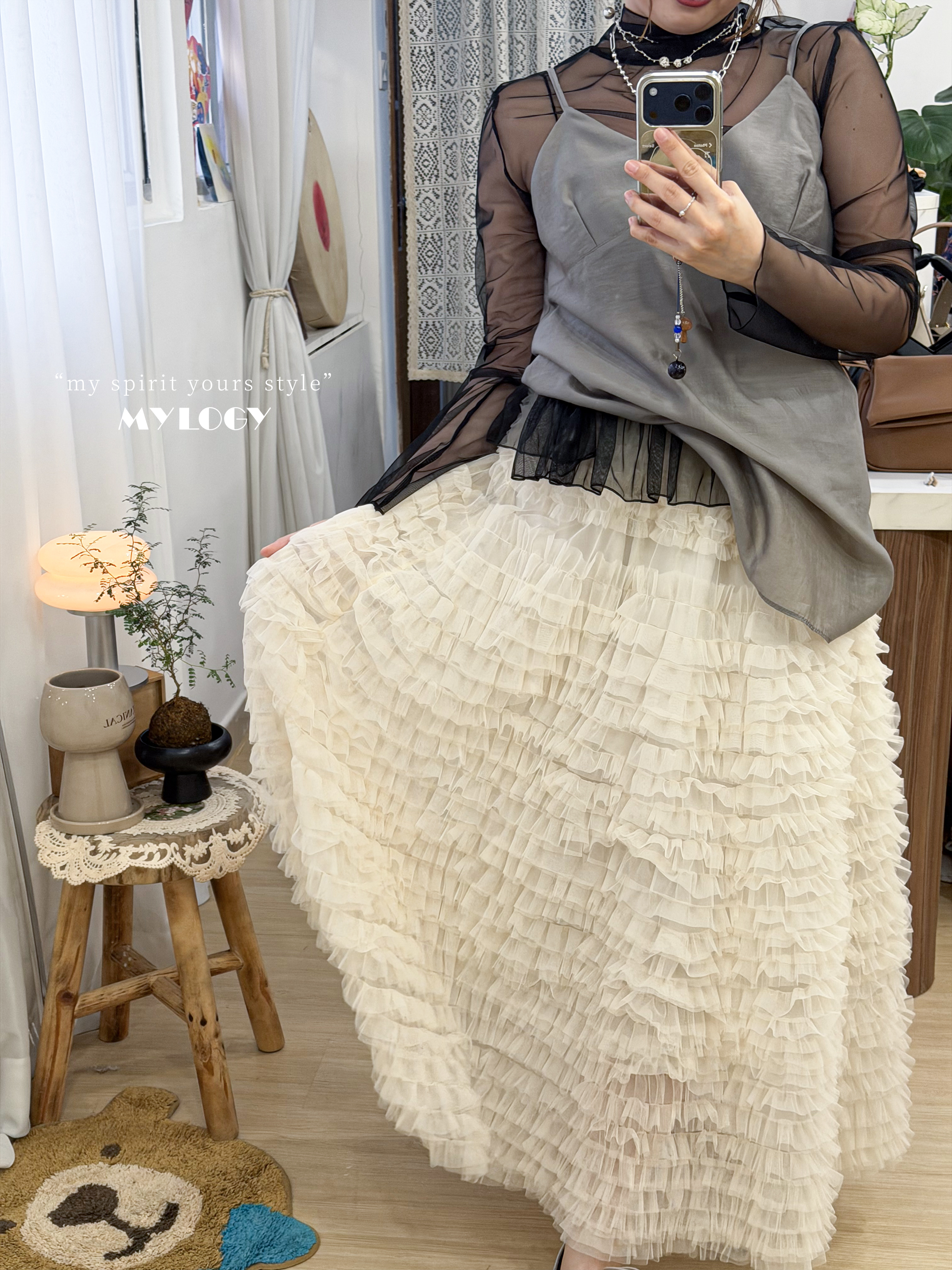 造型升級！輕巧不沉重～燈籠紗裙 MU0001