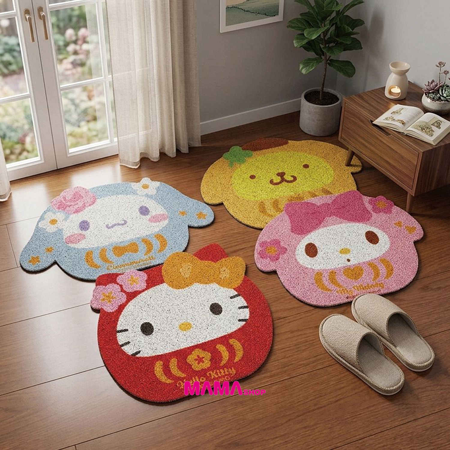 台灣直送Sanrio 達摩造型絲圈刮泥地墊