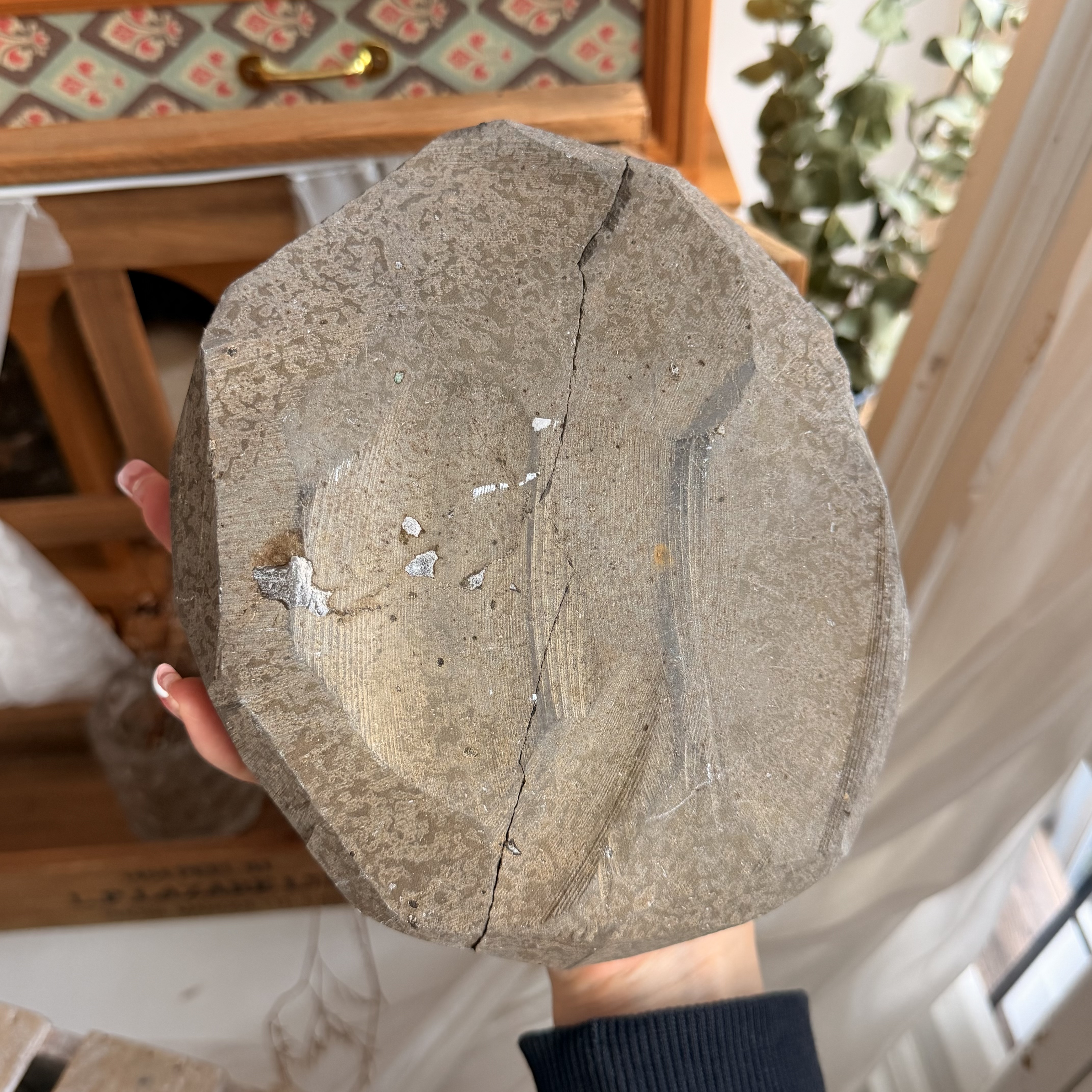 原皮紫水晶盤形擺件共生方解石