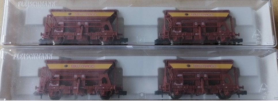 Fleischmann #851102 N-scale 4 piece self-unloading hopper wagon set EBW Cargo Ep V NEW