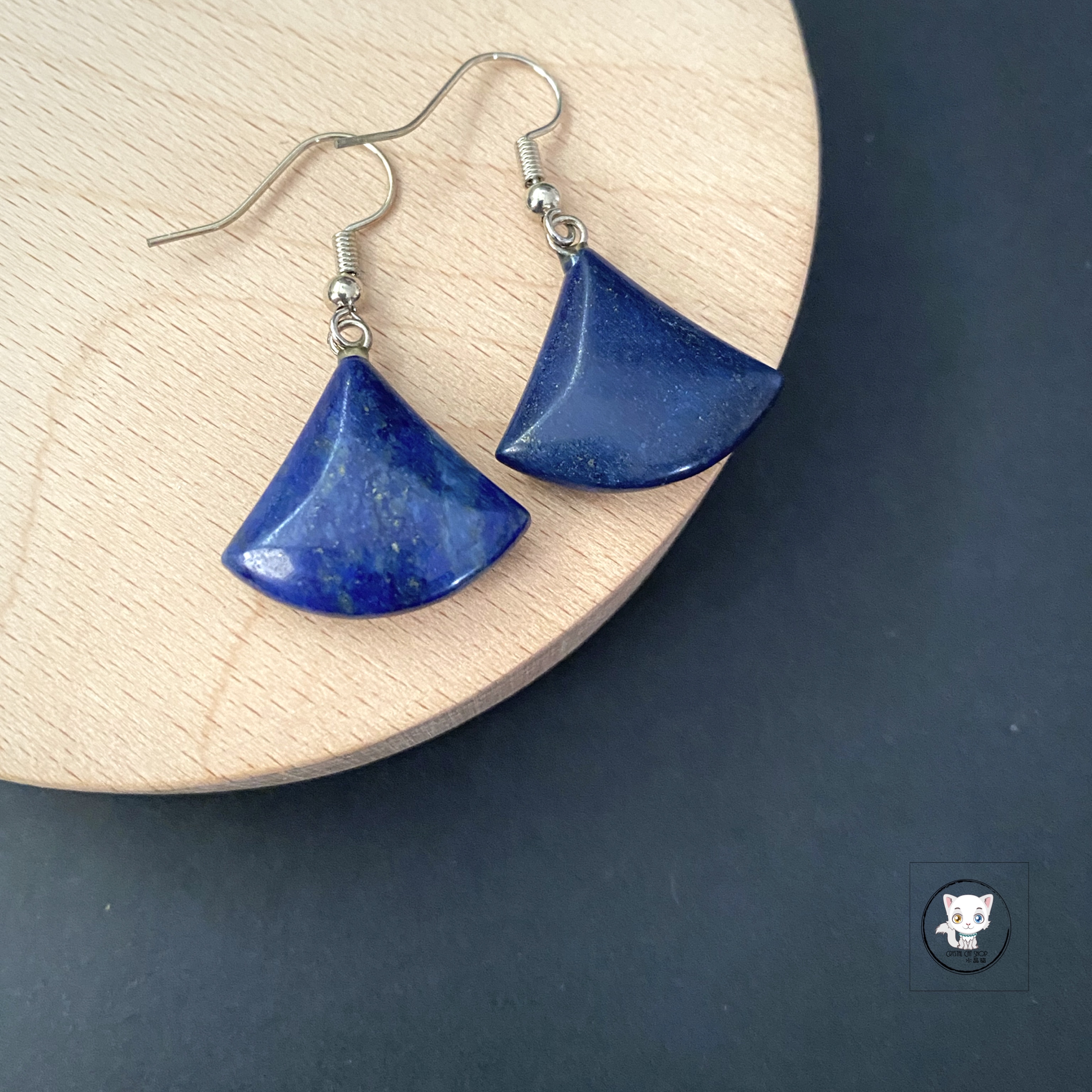 青金石三角形耳環 18.5mm