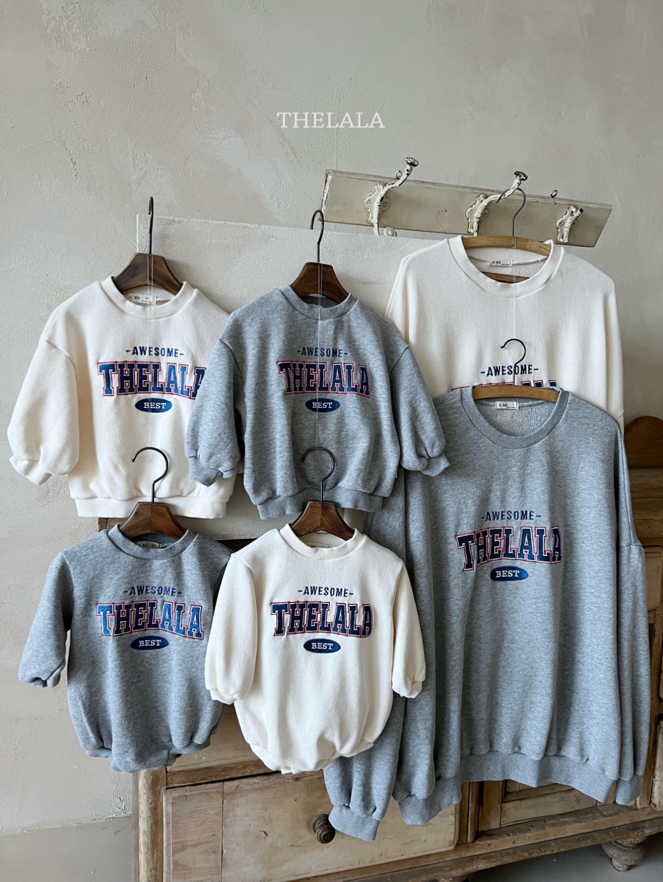 🌸預訂 韓國直送🌸🇰🇷THELALA兩色親子款標誌刺繡貼花衛衣