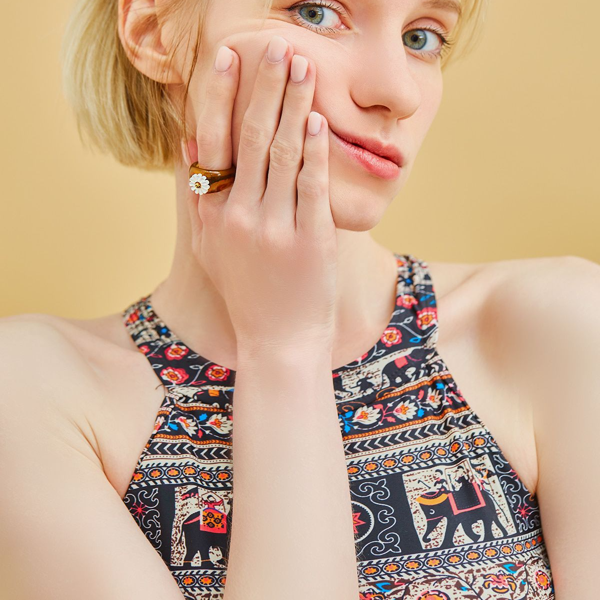 [JONGJONG] Daisy Brown Ring (2種)