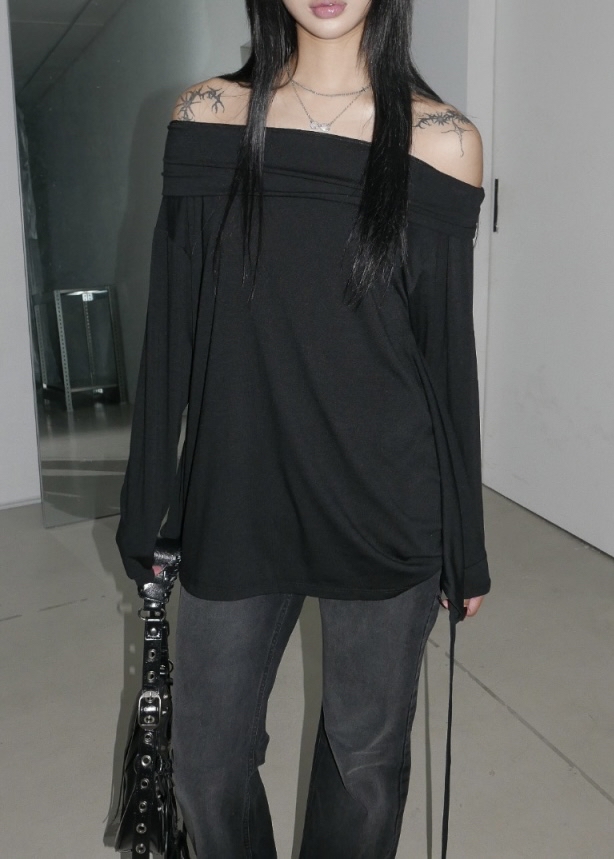 Off Shoulder Tie-Waist Long Sleeve