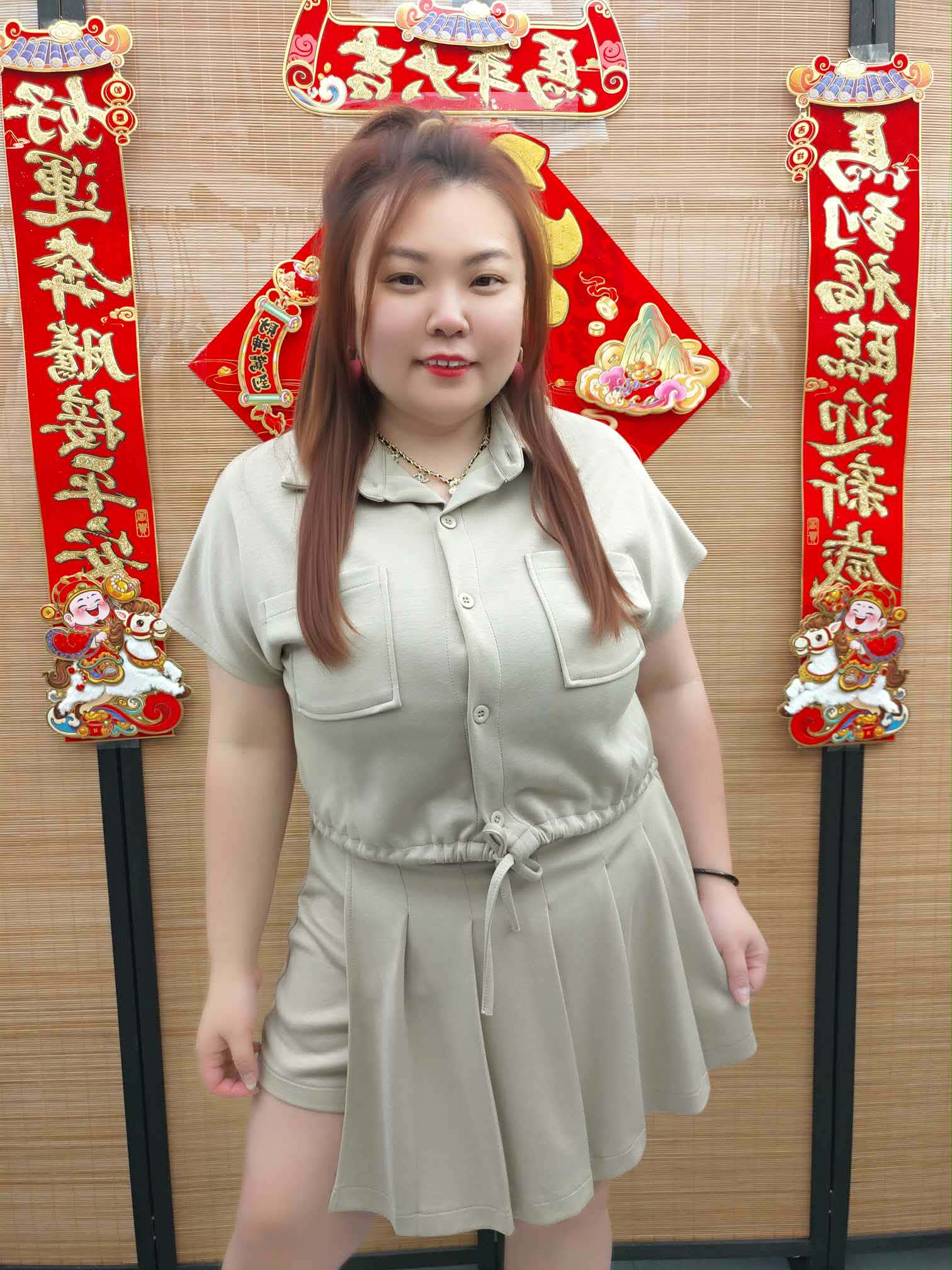 DDD09 TW#8077(B9) 前大口袋设计前裙后裤套装