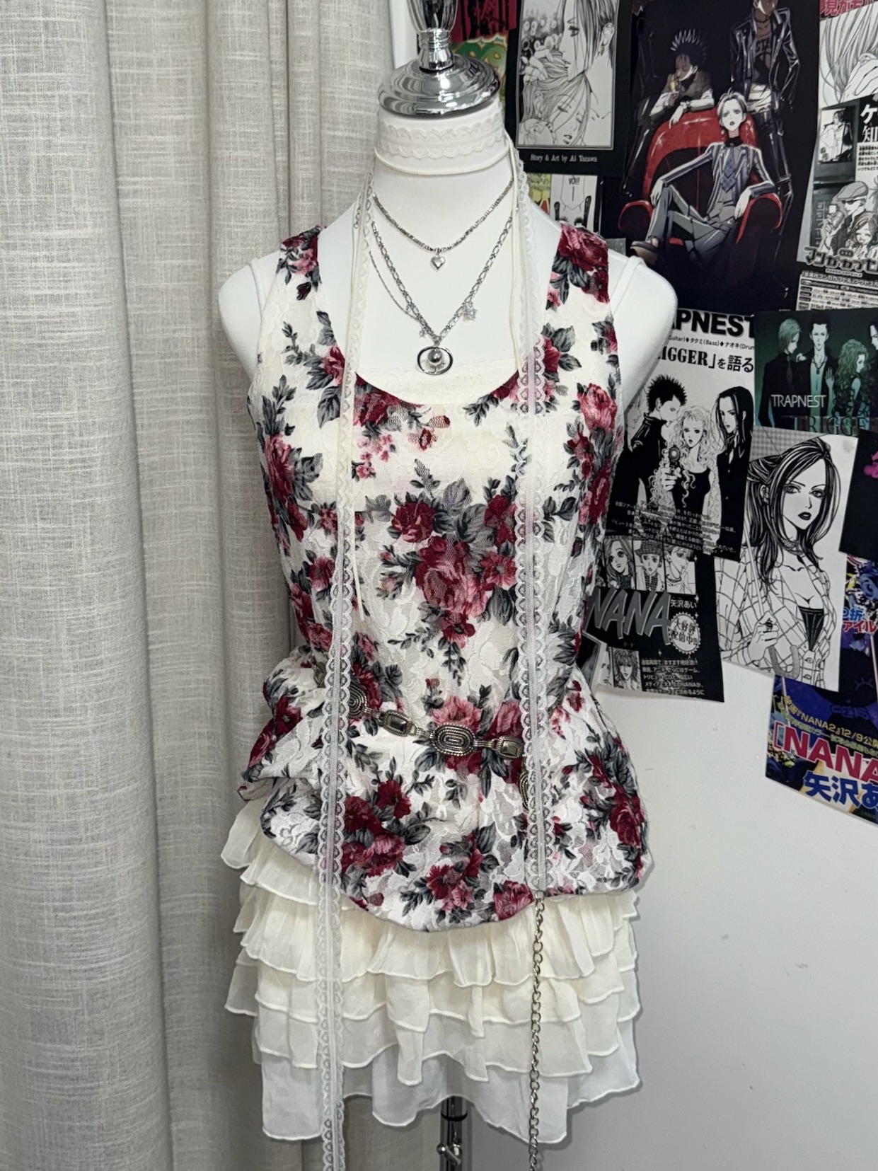 Floral Lace Bubble Hem Top