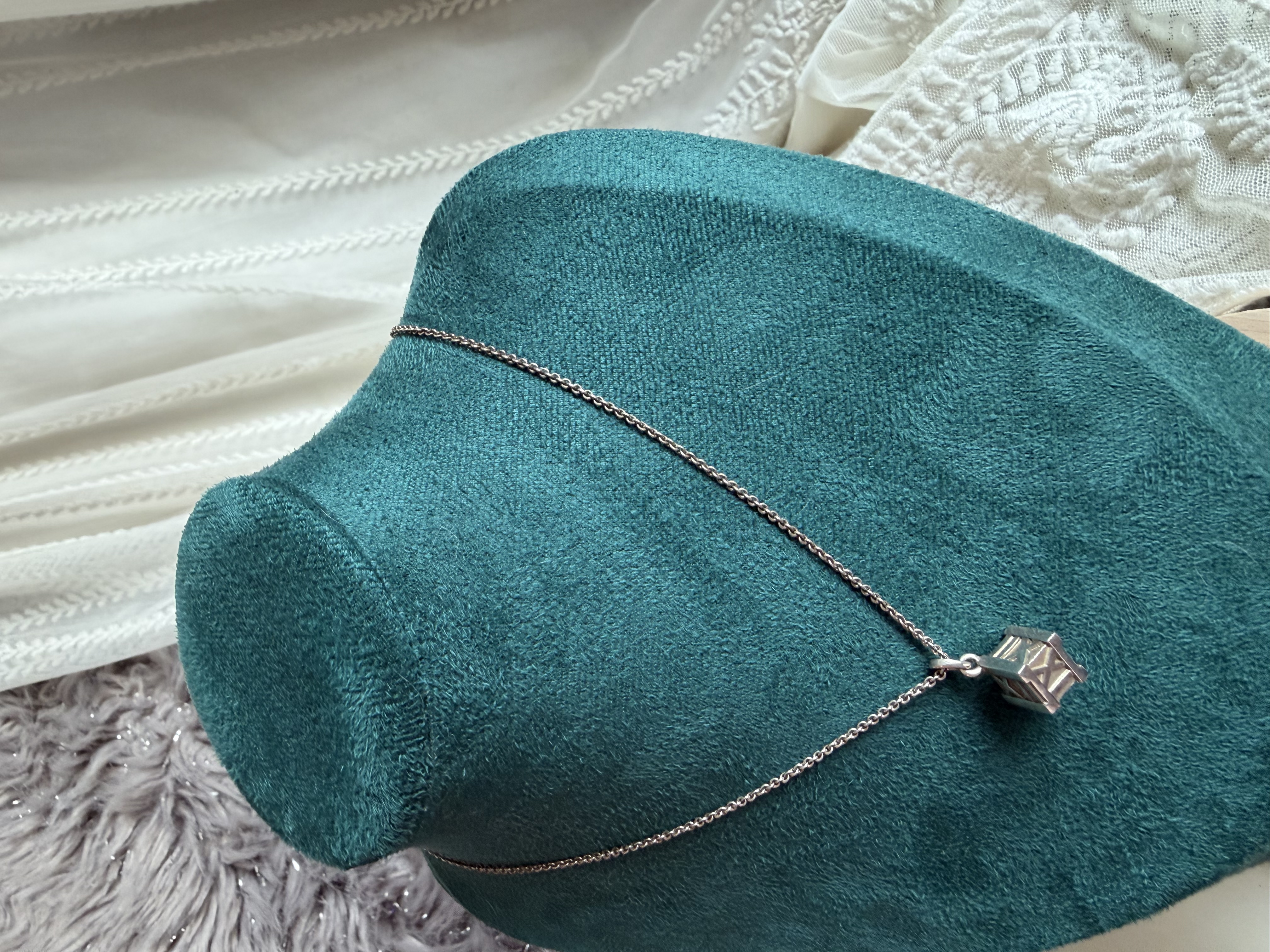 Tiffany & Co. Atlas cube pendant 925 silver necklace