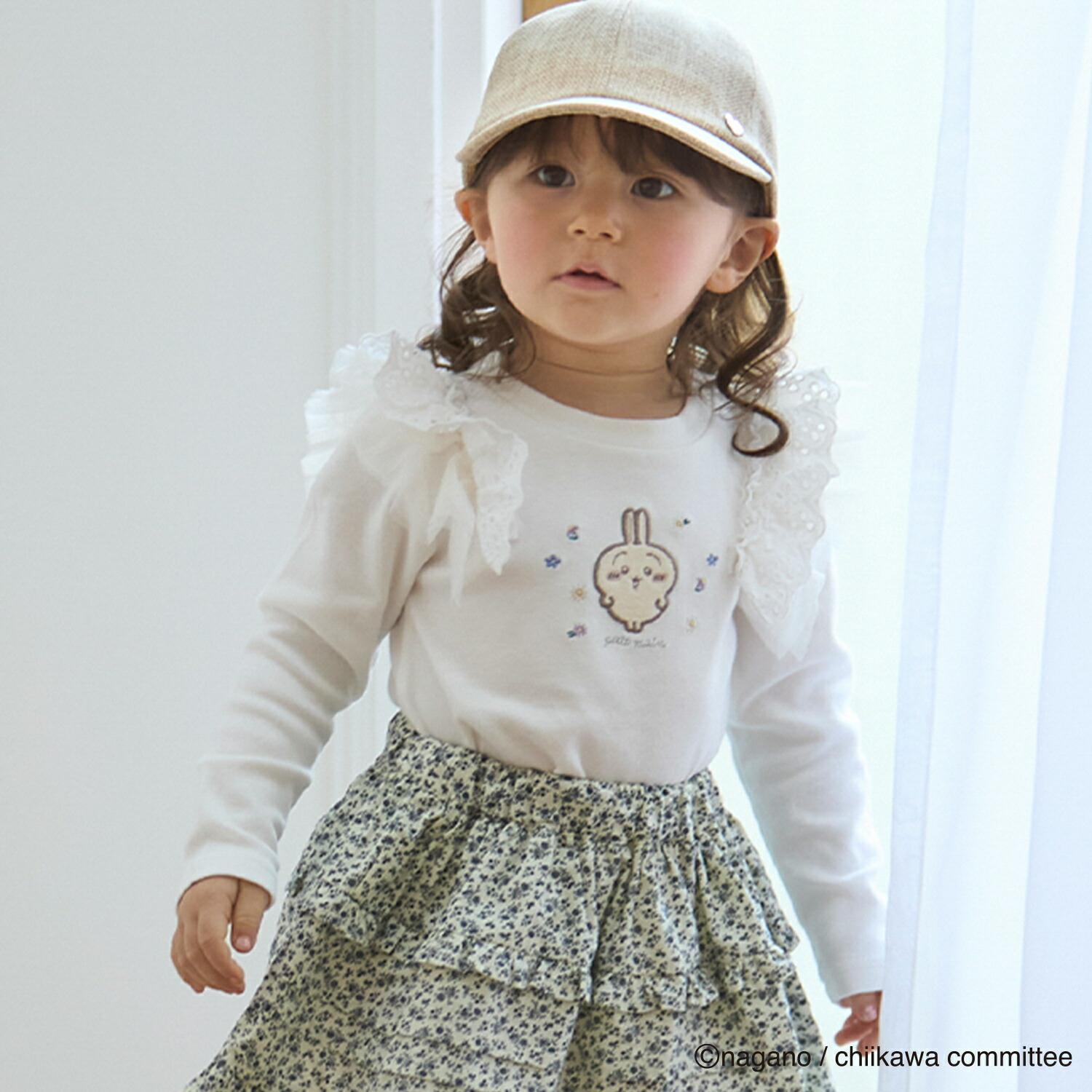 🇯🇵預訂 日本直送🇯🇵 Petit Main x Chiikawa系列三色人物刺繡貼花蕾絲花邊長袖上衣