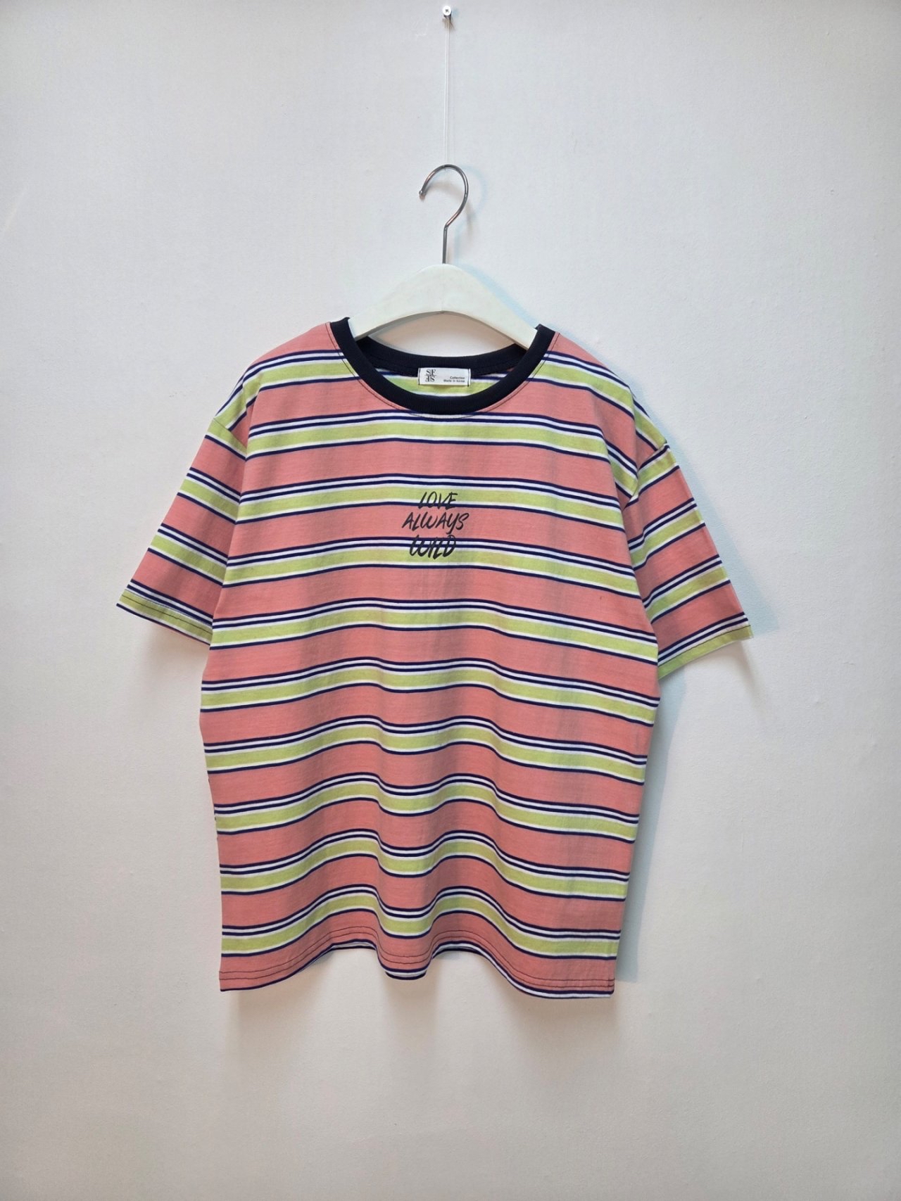 🇰🇷K5580 棉料彩間X刺繡字tee