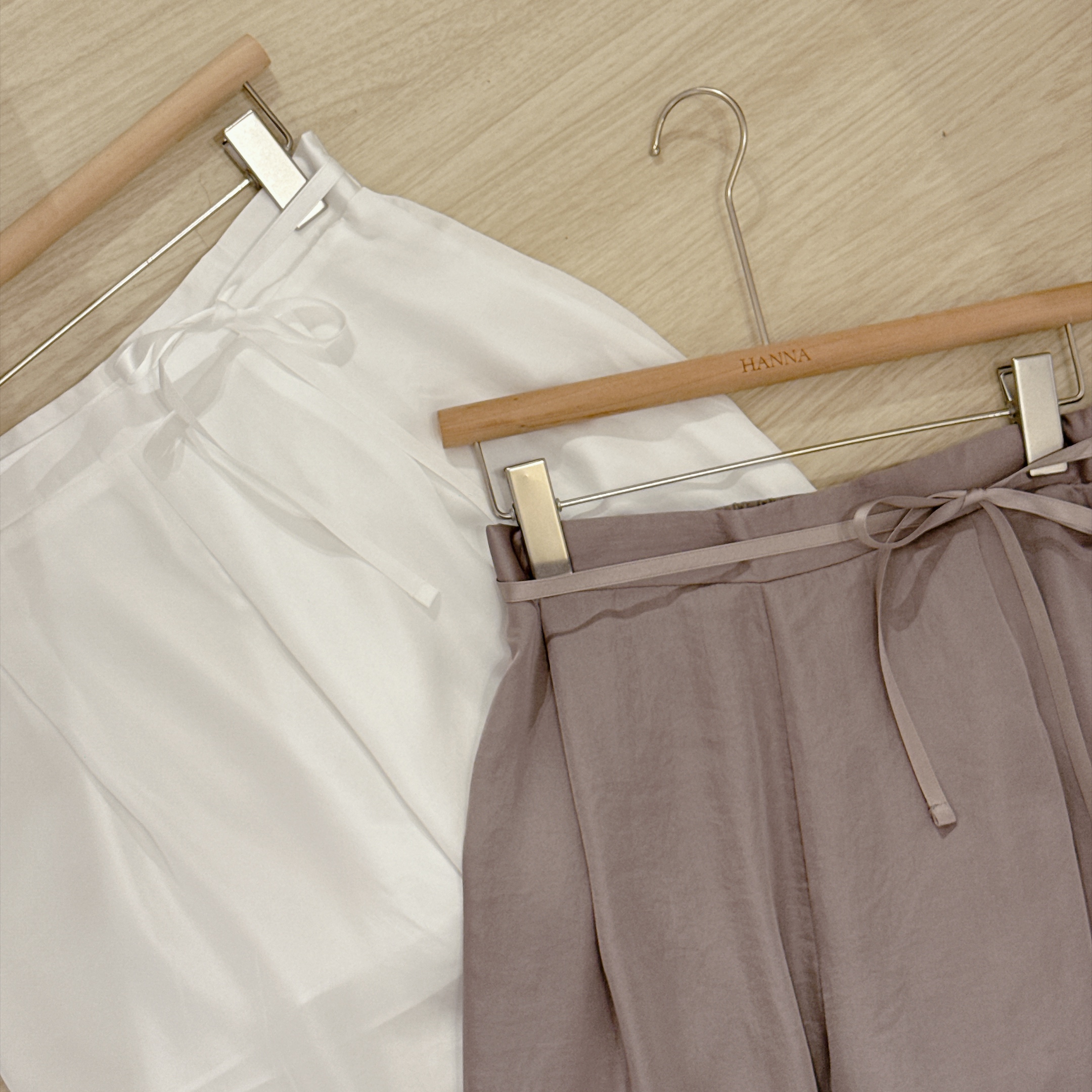 #HANNA-made# Silk-Touch Ribbon Drape Pants