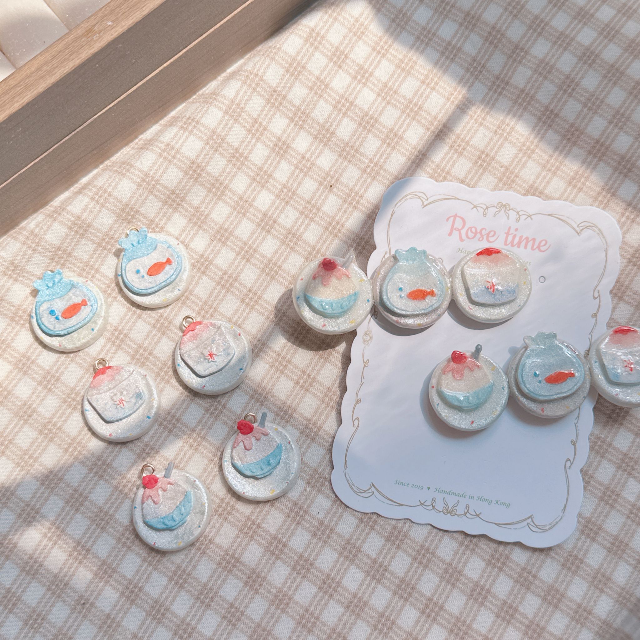 手繪 和風夏日祭刨冰🍧金魚缸髮夾