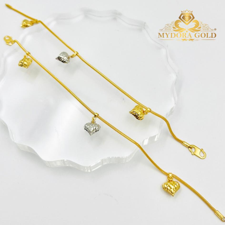 MYDORA Rantai Tangan PDR Gantung 3 Love Pahat (2C) l EMAS 916/22K