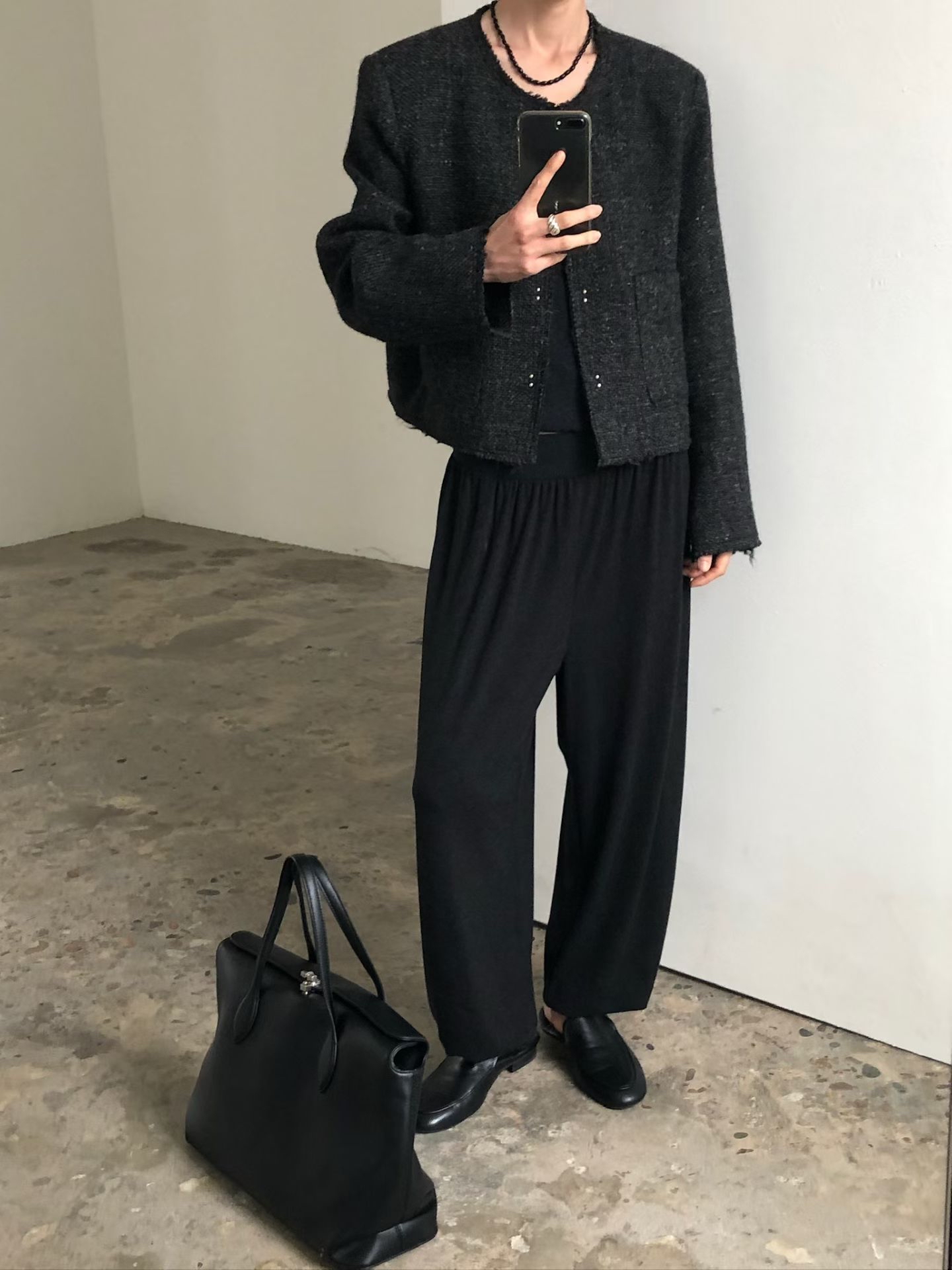 The Noir Tweed Cropped Jacket #jk31