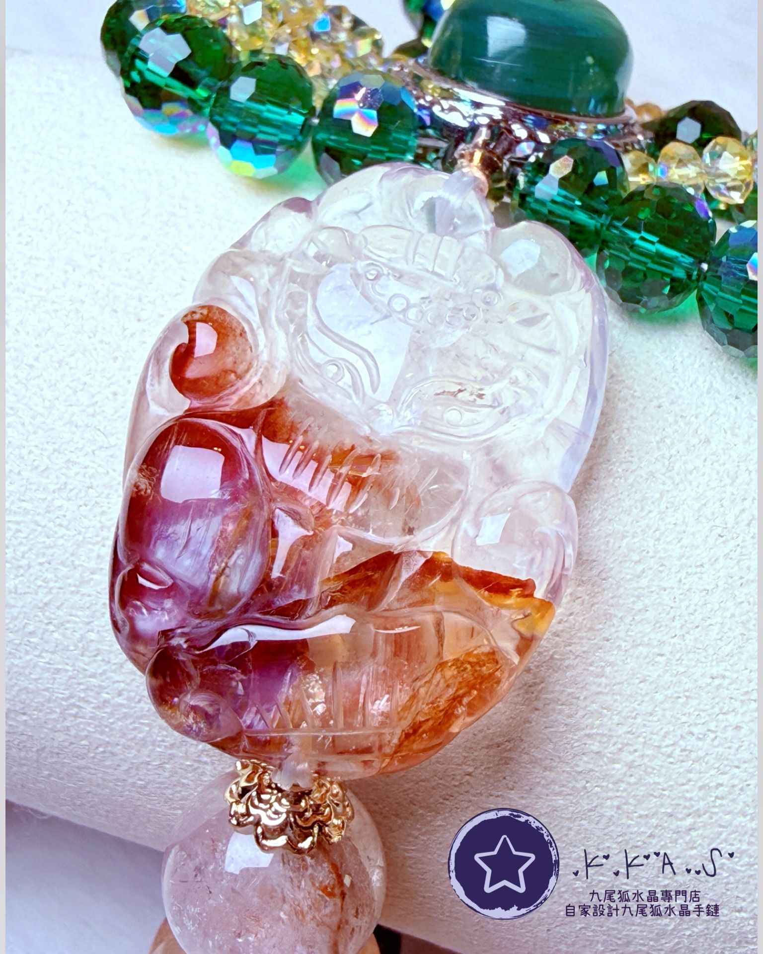 K00073 紅膠花 公主狐 自家設計手鏈