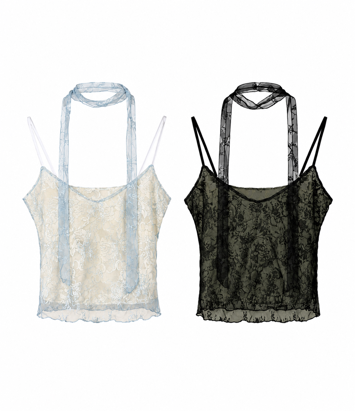 Floral Lace Cami with Scarf