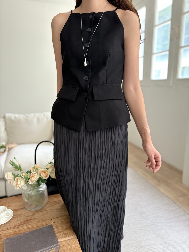 French Muse Vest Dress (Black)