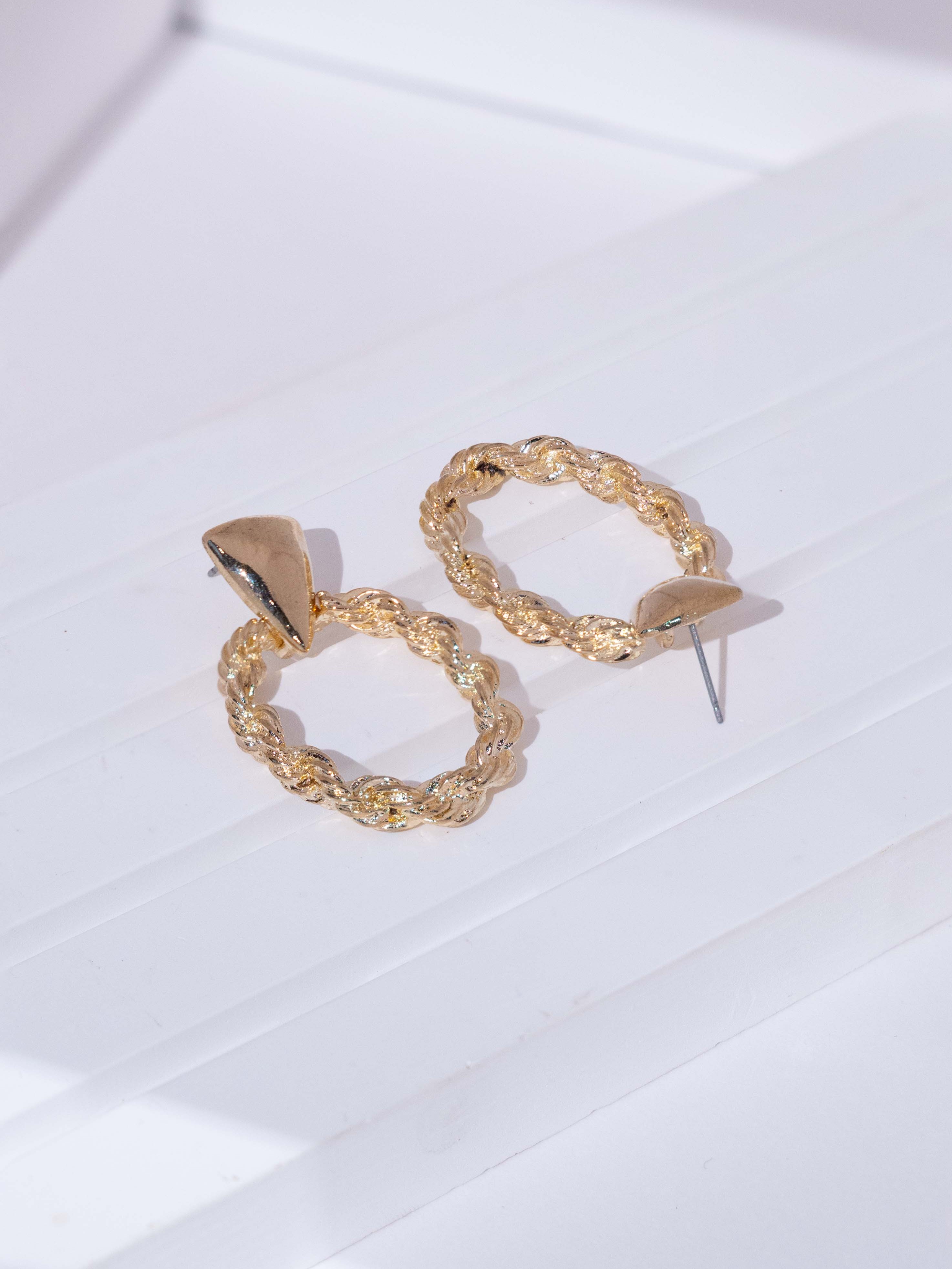 Twisted Rope Hoop Stud earrings