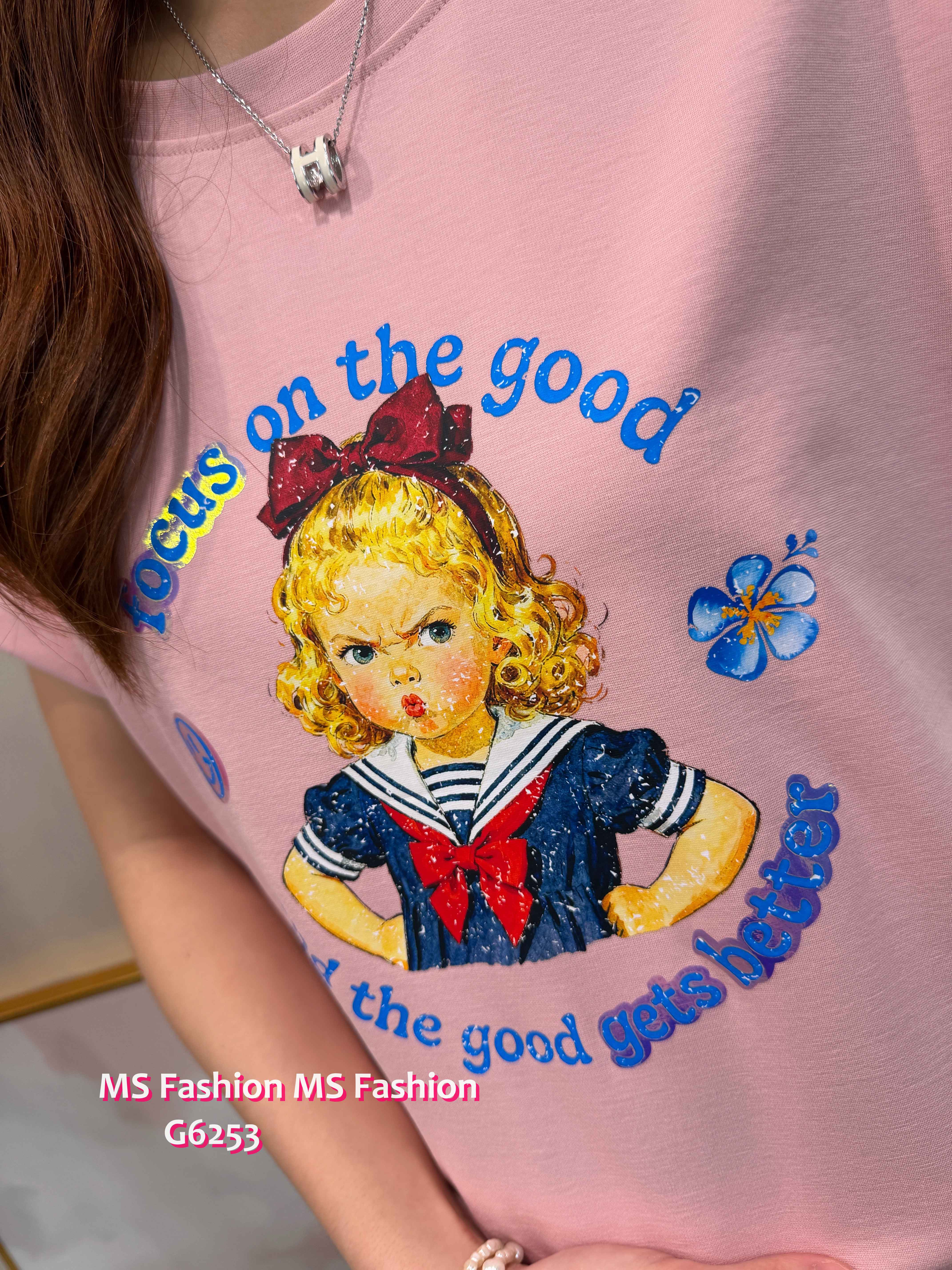 G6253 可愛女仔print top