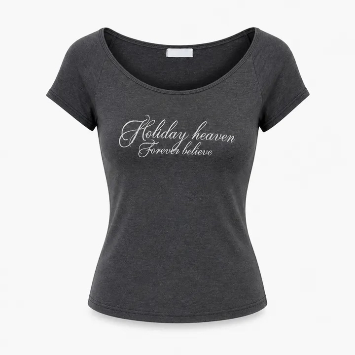 Letter Print Scoop Neck Top