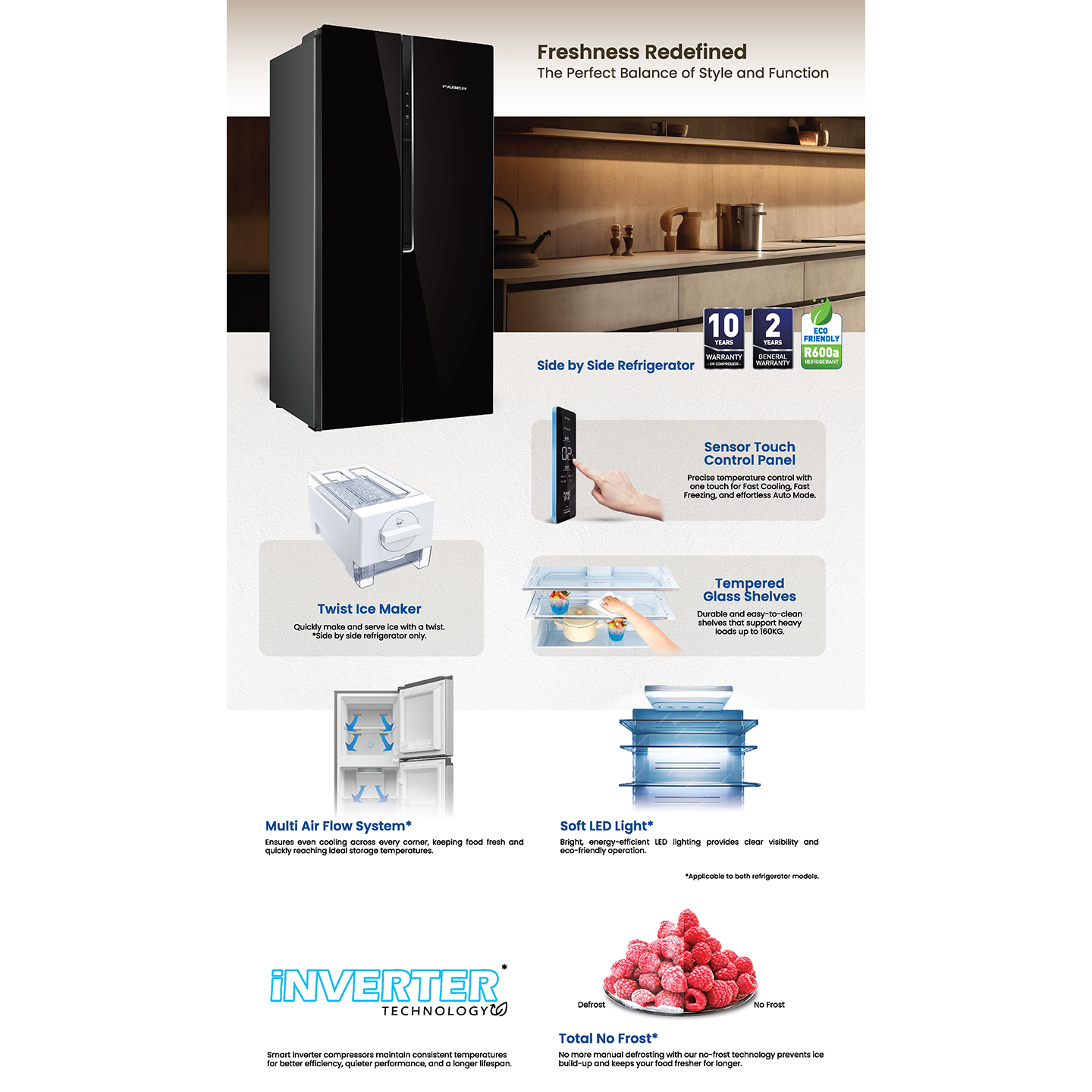 Faber 615L Elite Side-by-Side Fridge ELITE SBS 552