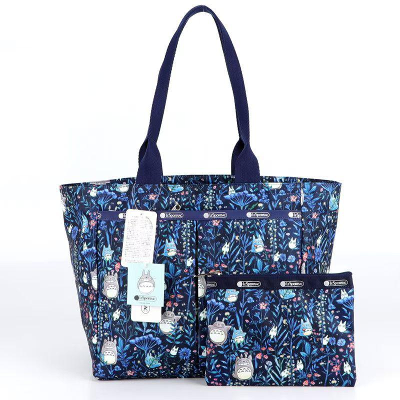 Lesportsac宮崎駿龍貓聯名卡通印花布包手挽袋