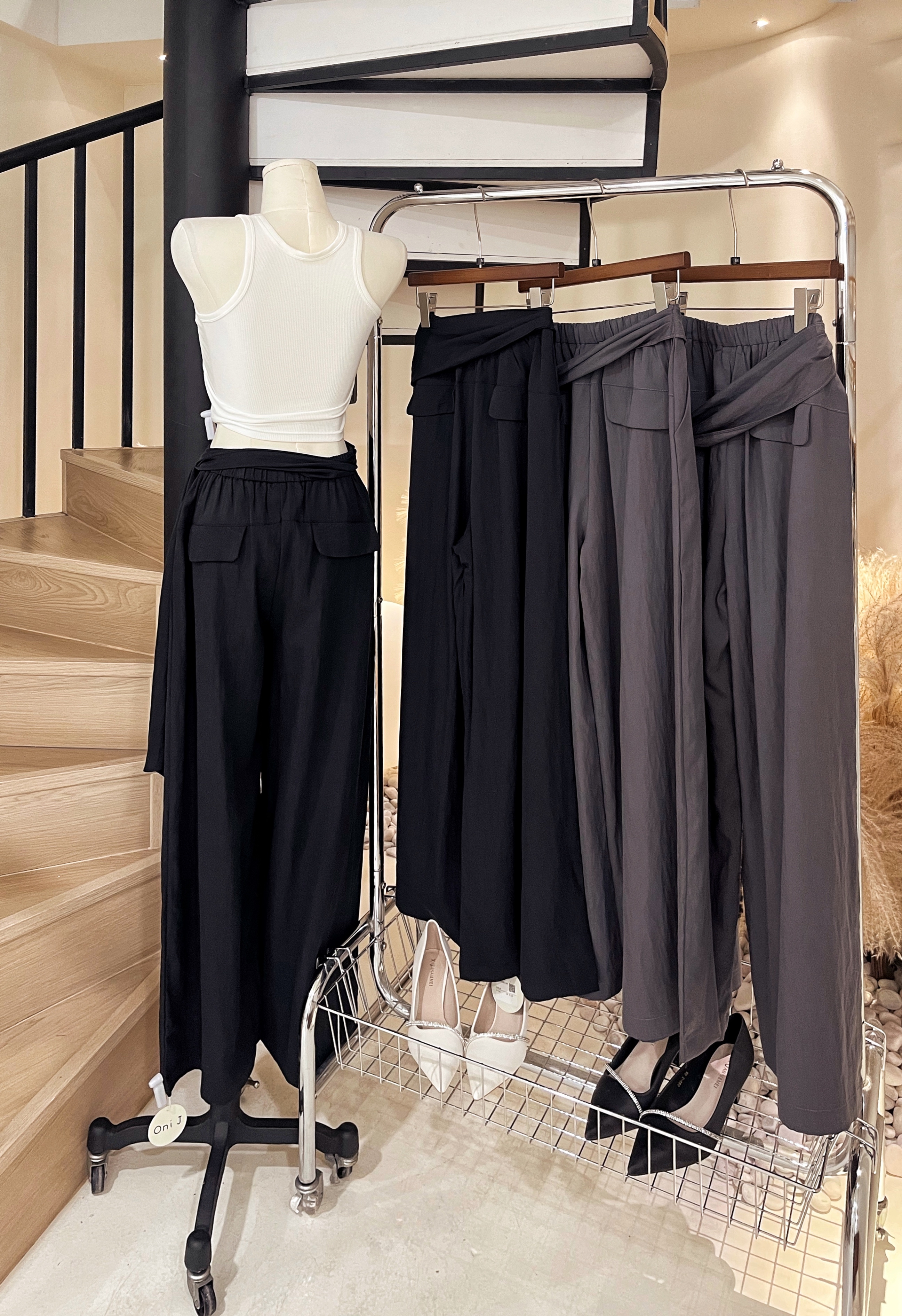 绑腰的韩版长裤