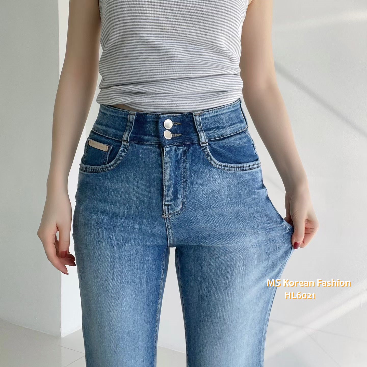 HL6021 韓國🌼Howluk高腰雙鈕喇叭牛