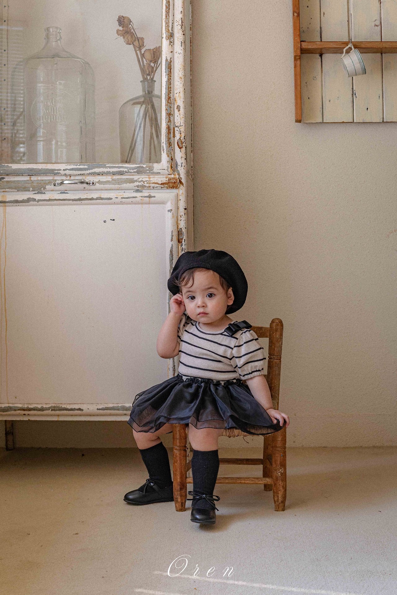 ☀️預訂 韓國直送☀️🇰🇷Oren Claire ST兩色條紋薄紗短袖包屁裙/上下套裝