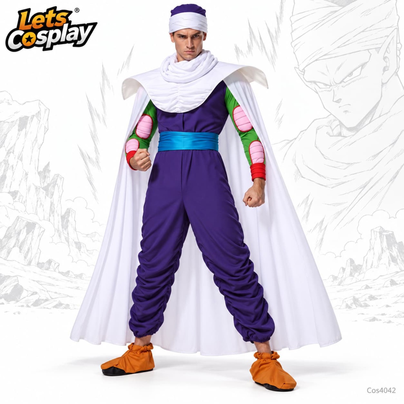 七龍珠笛子魔童服裝Piccolo成人男裝動漫角色扮演服裝全套連披風帽子｜香港現貨 Lets Cosplay COS4042