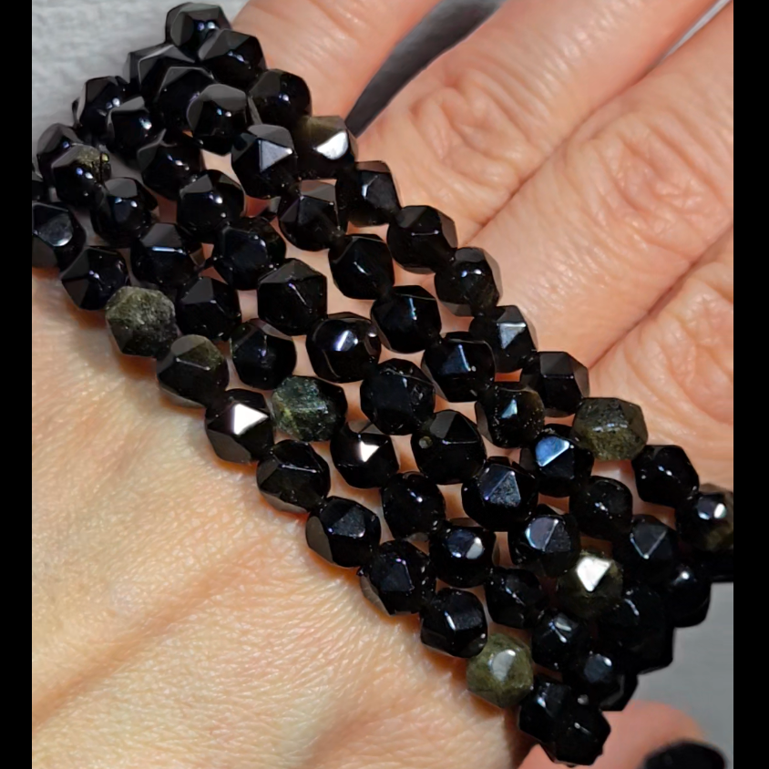 Faceted 6.2mm golden obsidian bracelets - JW74