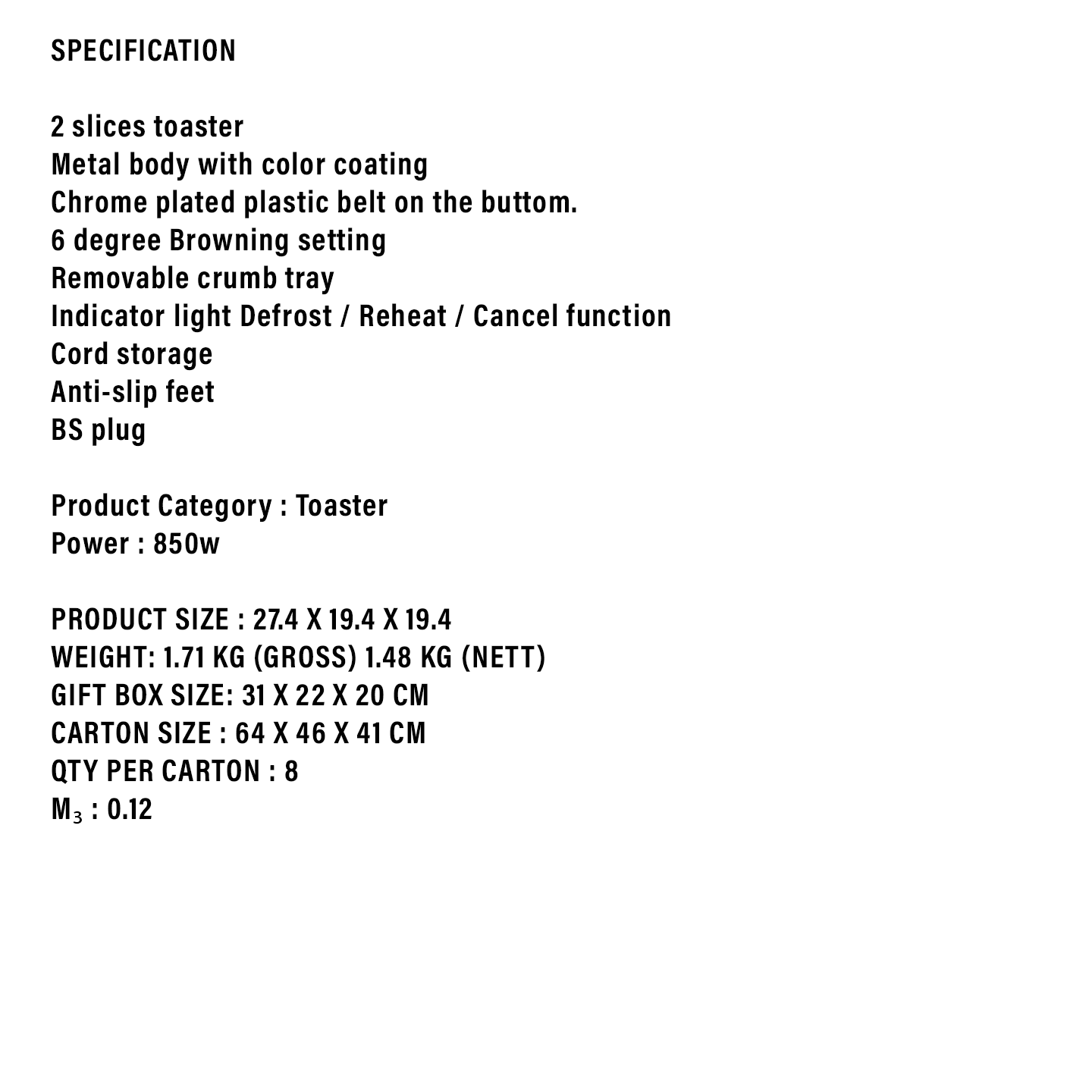 Faber 2-Slice Vintage Toaster FT V8502