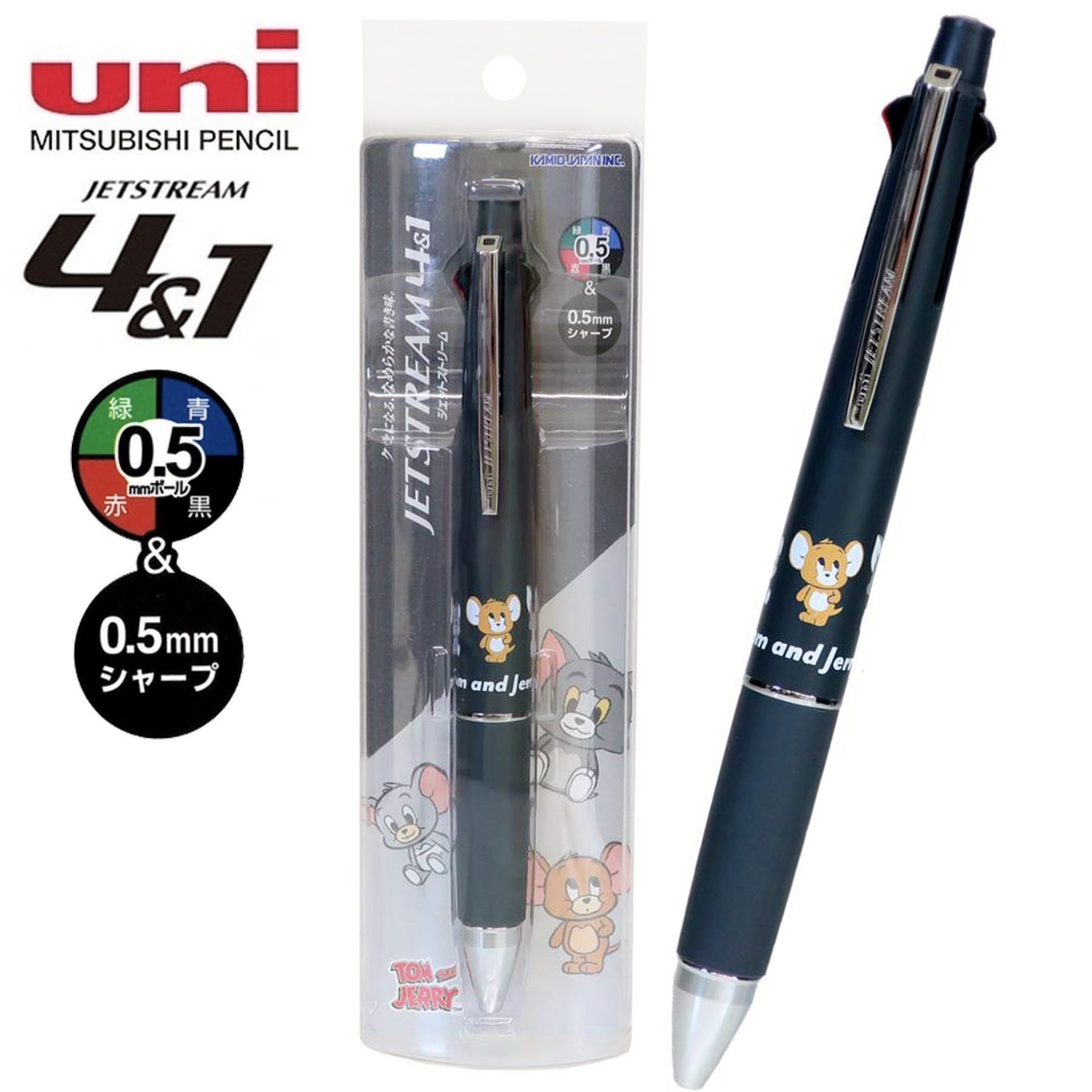 現貨｜Tom and Jerry 湯姆與謝利 日本製 uni Jetstream 4&1 多功能 5用筆 0.5mm 4色原子筆 + 0.5mm 鉛芯筆 (308055)