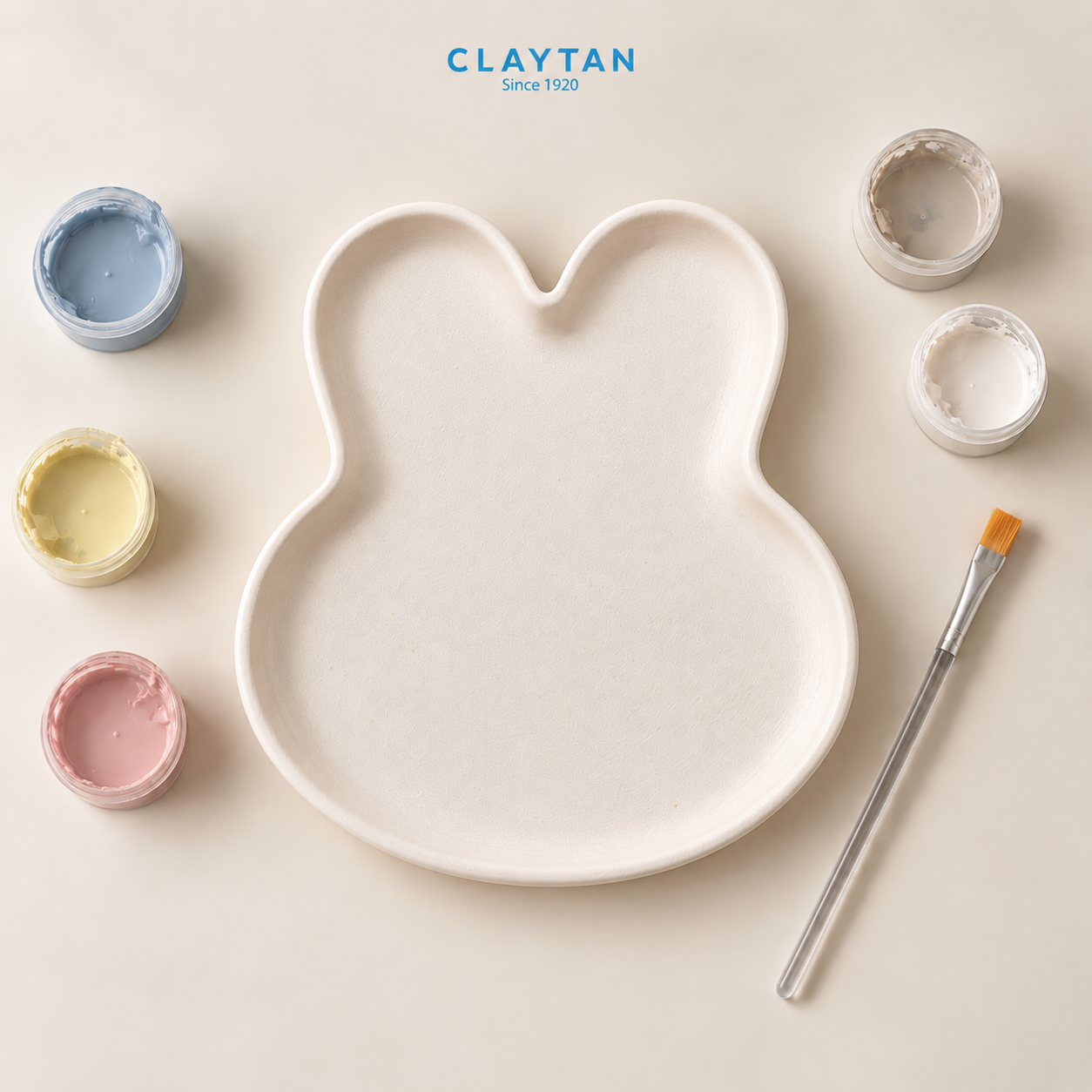 CLAYTAN Mid-Autumn Ceramic Painting Set | Bunny-Shaped DIY Plate Set | Paint, Fire & Cherish